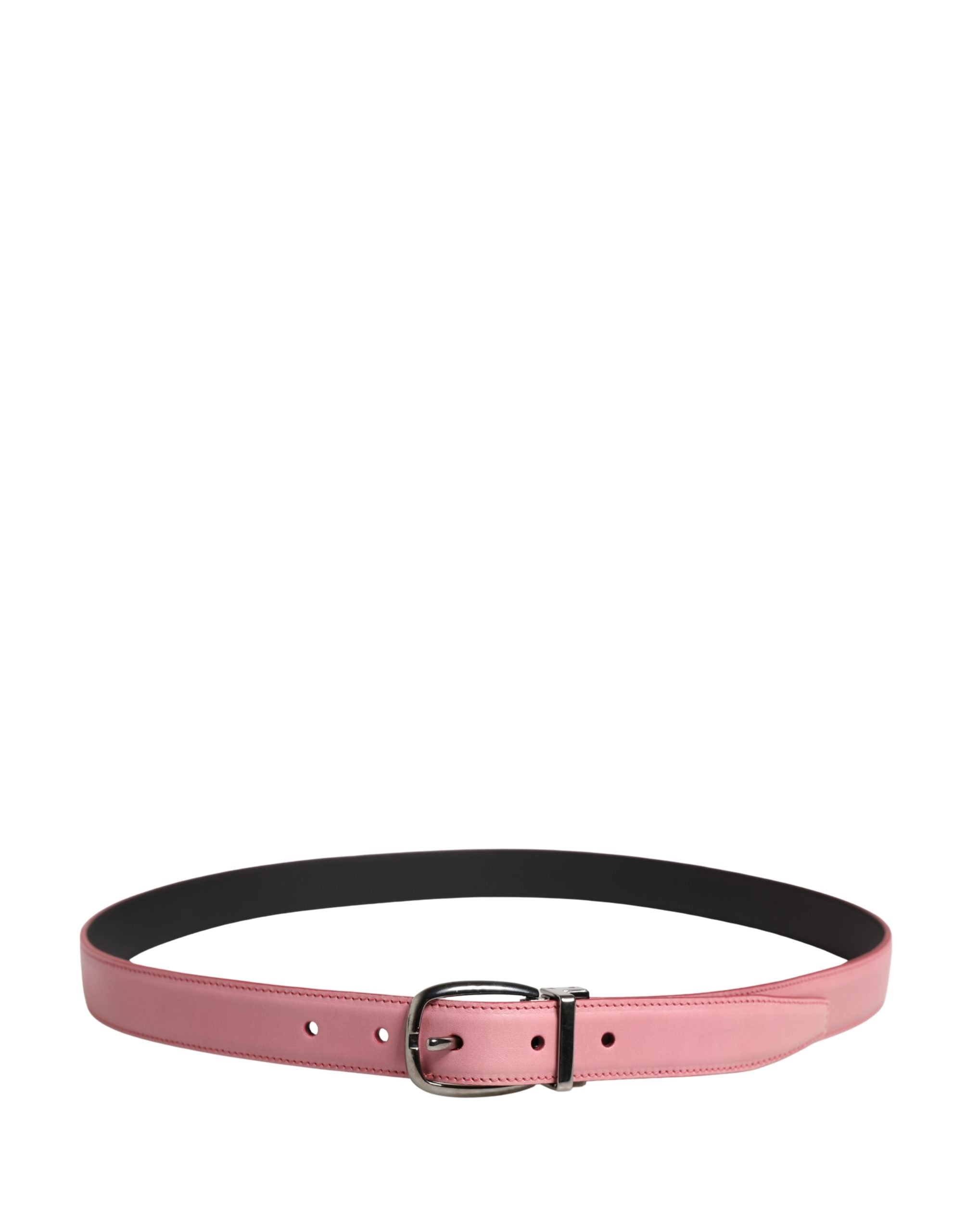 Dolce & Gabbana Men Pink Classic Leather Metal Buckle Belt Dolce & Gabbana