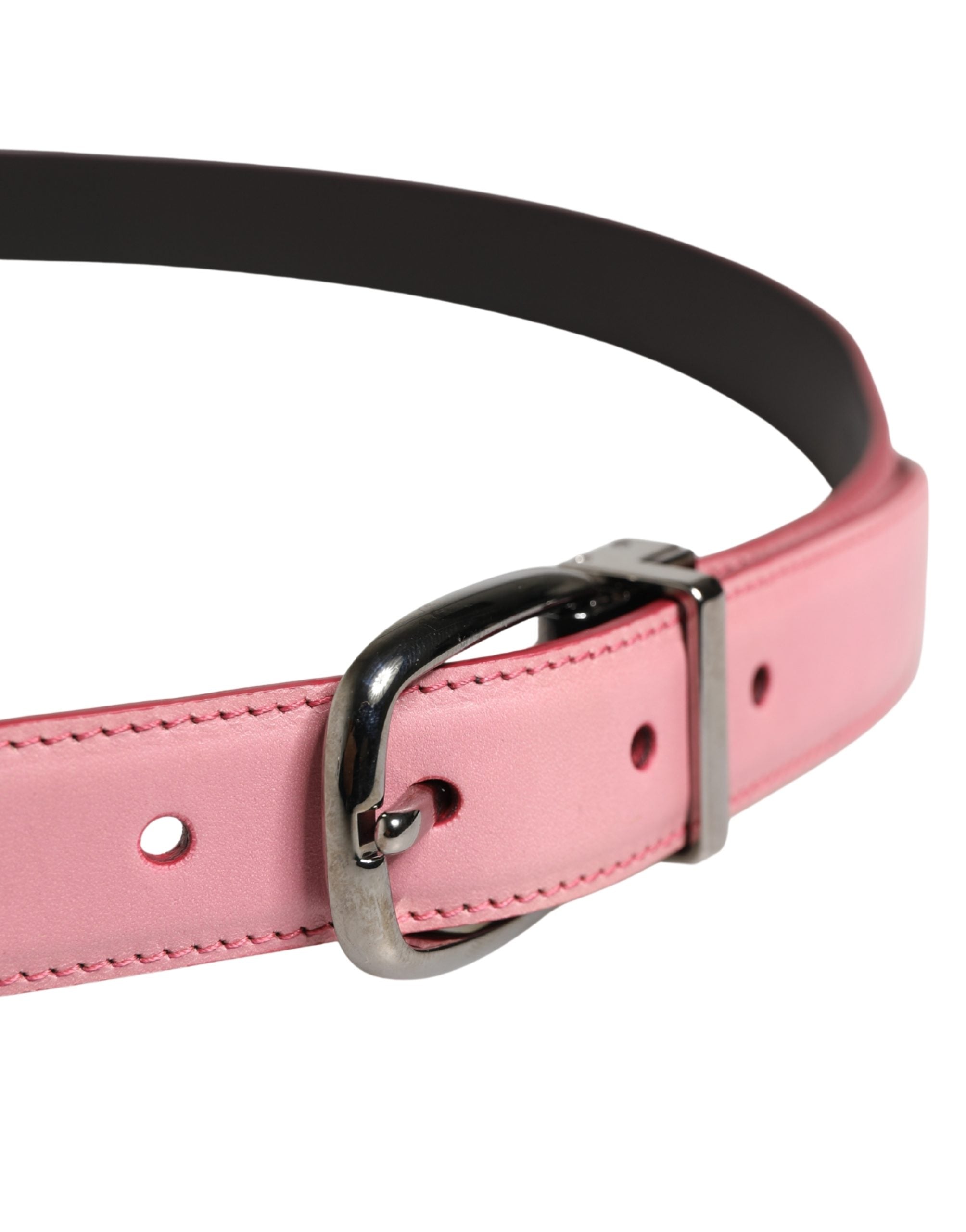 Dolce & Gabbana Men Pink Classic Leather Metal Buckle Belt Dolce & Gabbana