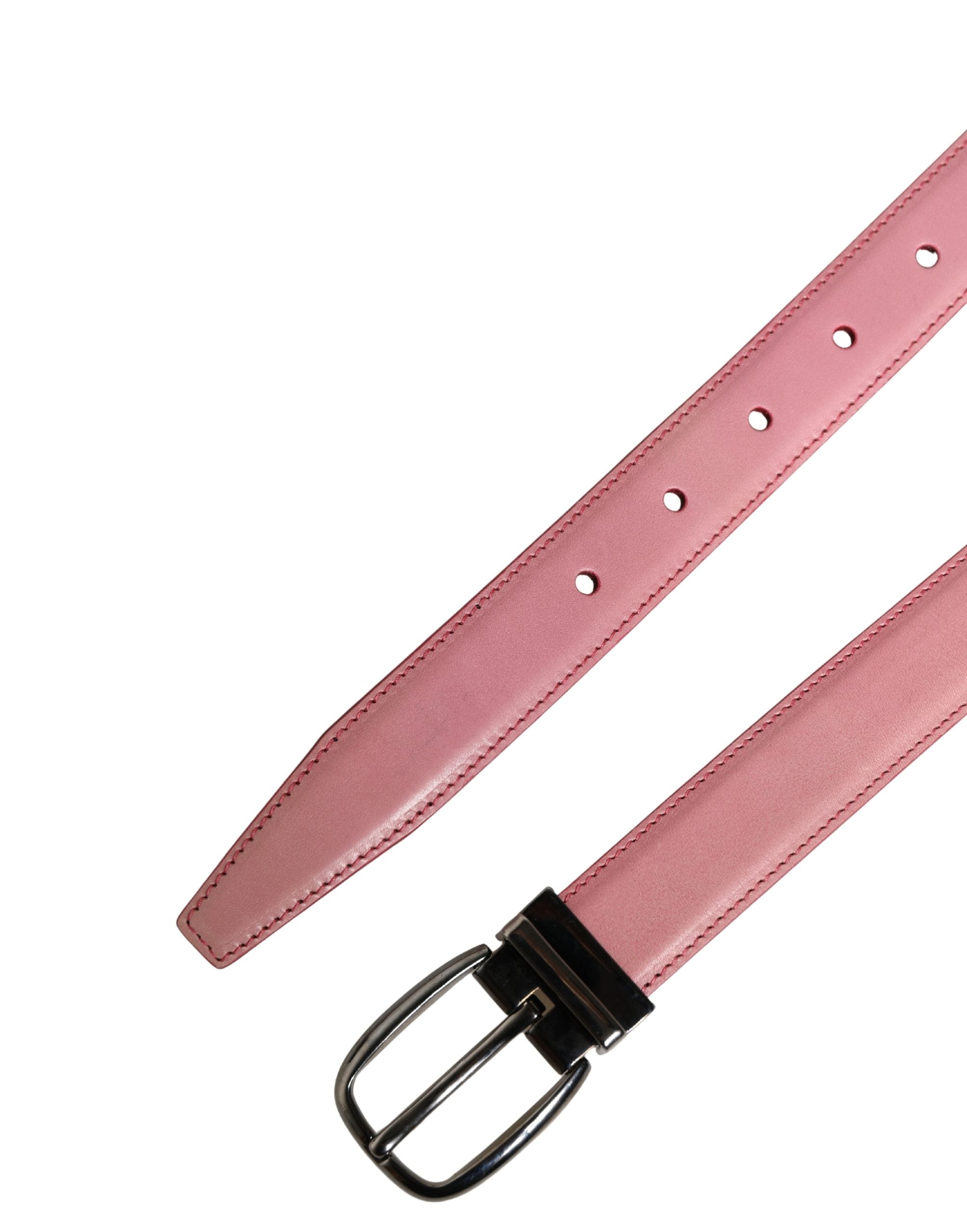 Dolce & Gabbana Men Pink Classic Leather Metal Buckle Belt Dolce & Gabbana
