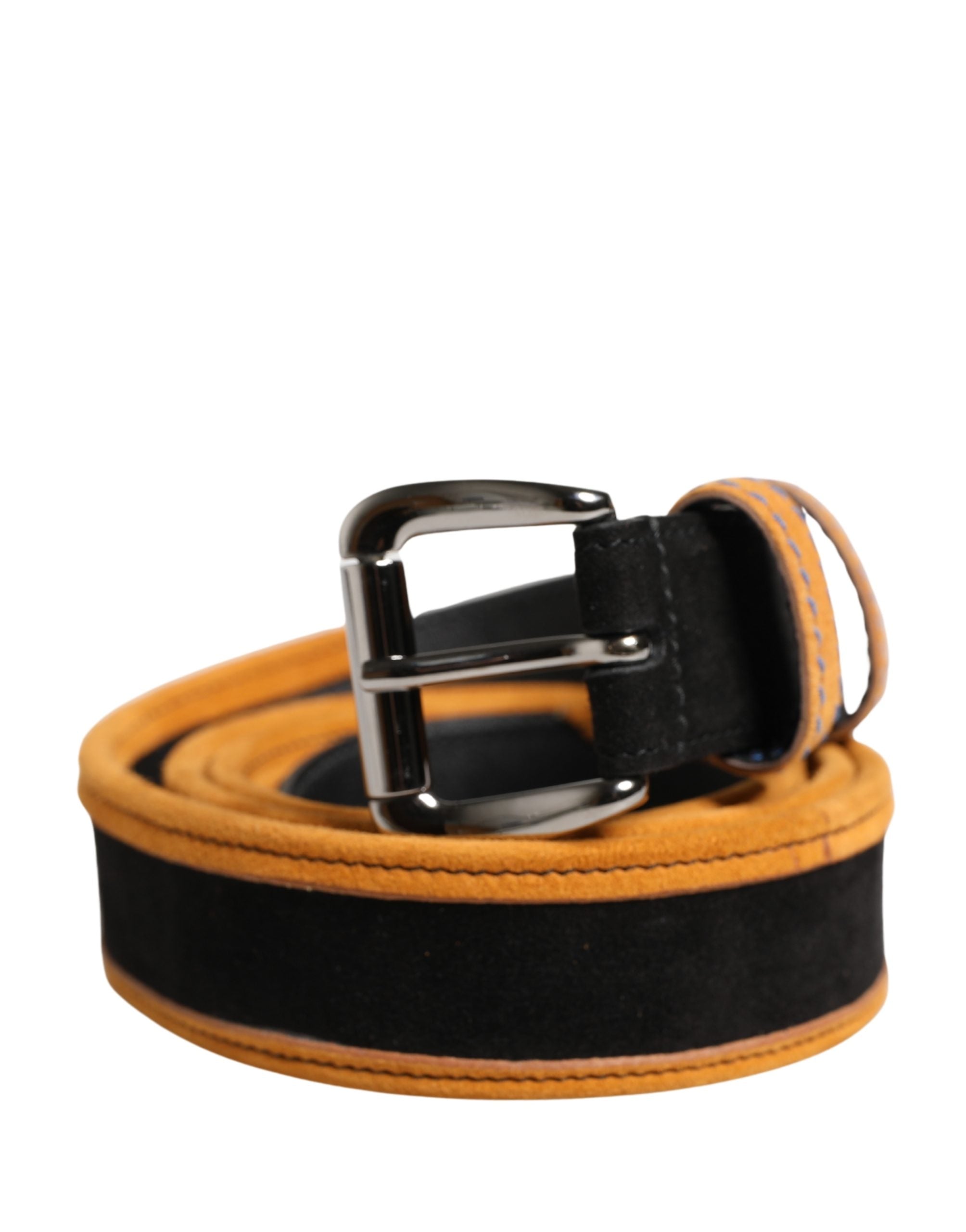 Dolce & Gabbana Men Black Orange Polyester Metal Buckle Belt Dolce & Gabbana