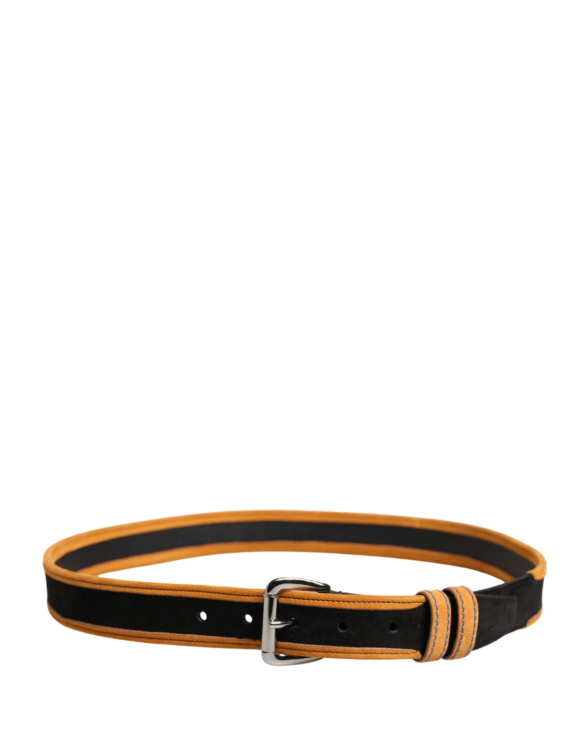 Dolce & Gabbana Men Black Orange Polyester Metal Buckle Belt