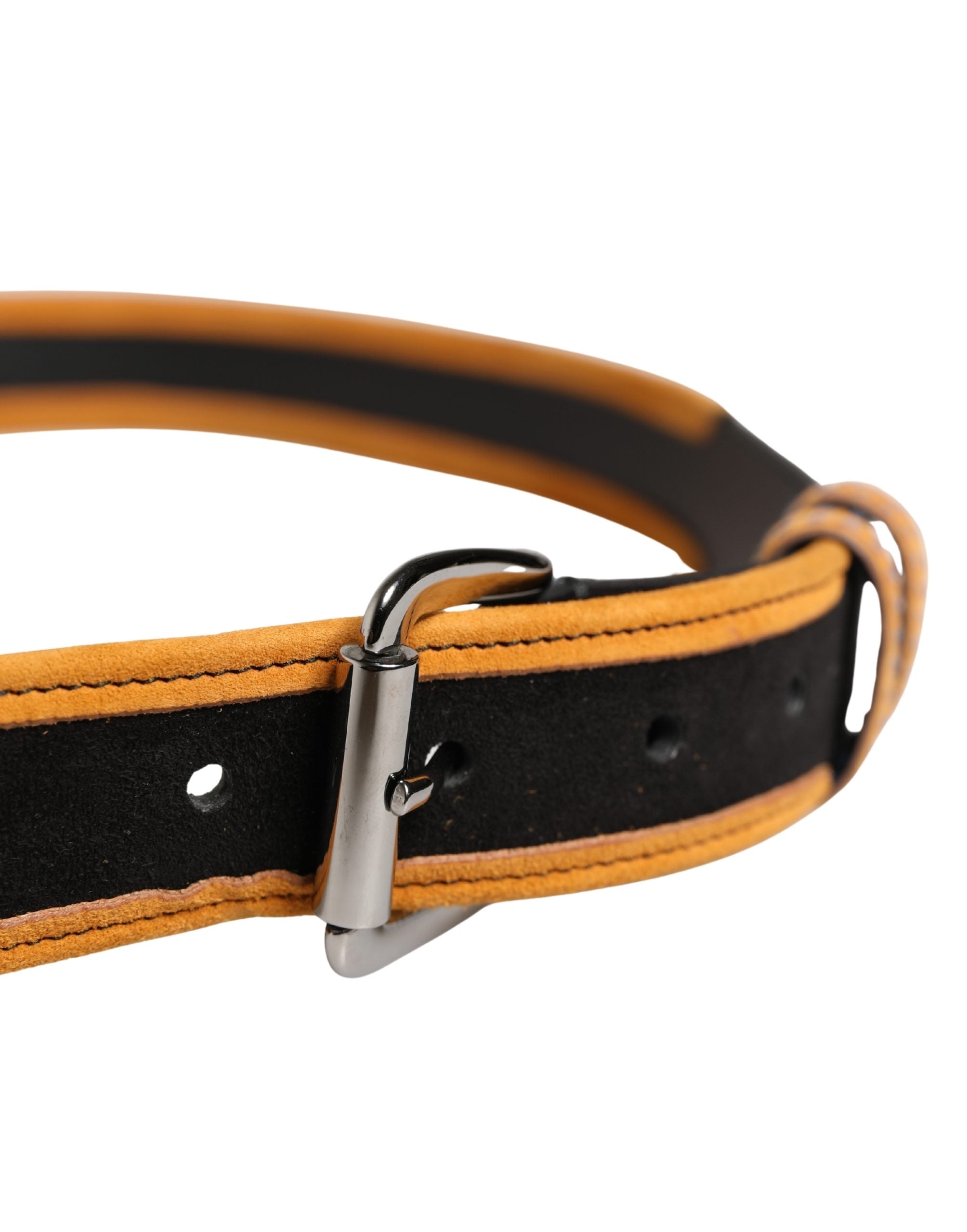 Dolce & Gabbana Men Black Orange Polyester Metal Buckle Belt Dolce & Gabbana