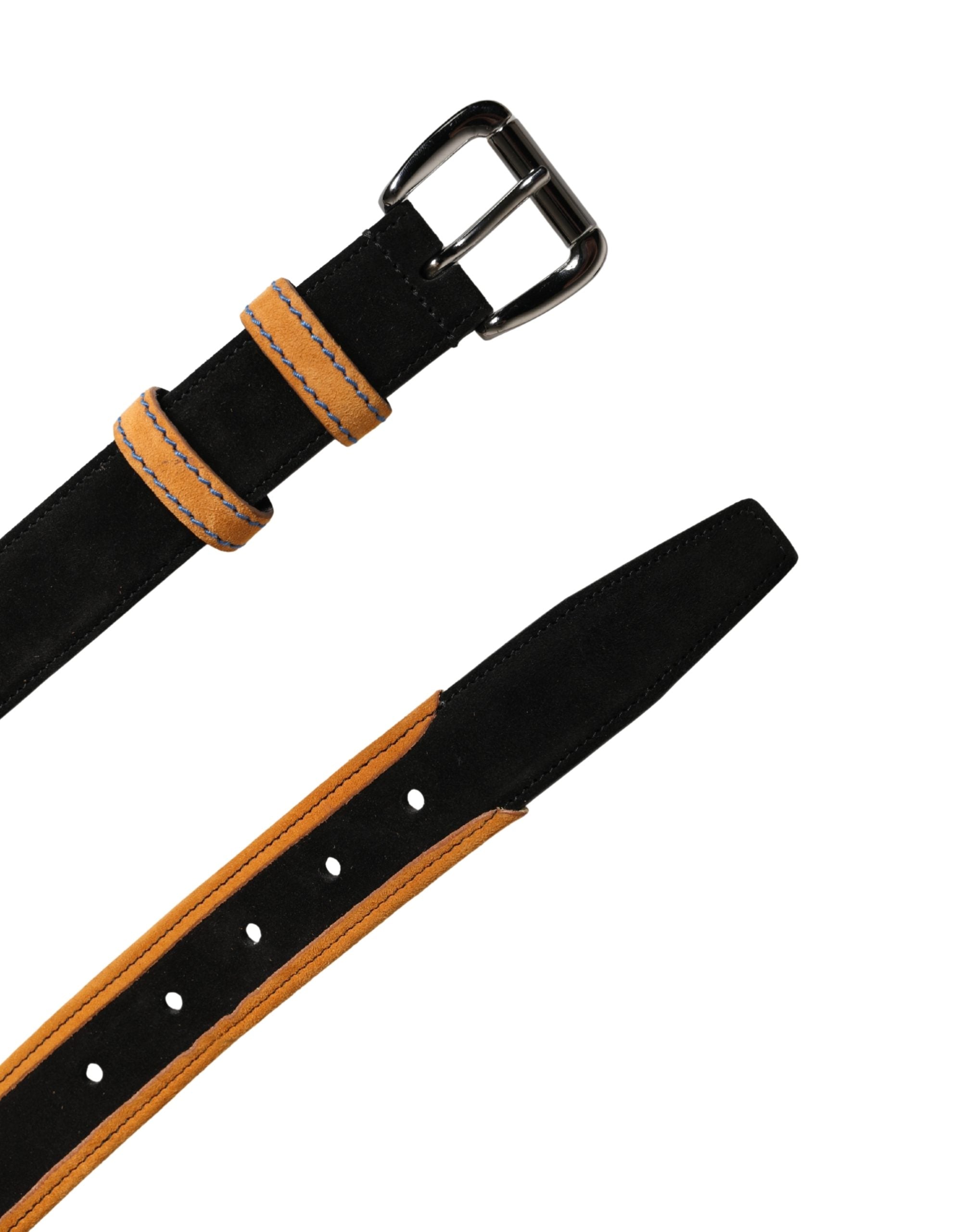 Dolce & Gabbana Men Black Orange Polyester Metal Buckle Belt Dolce & Gabbana