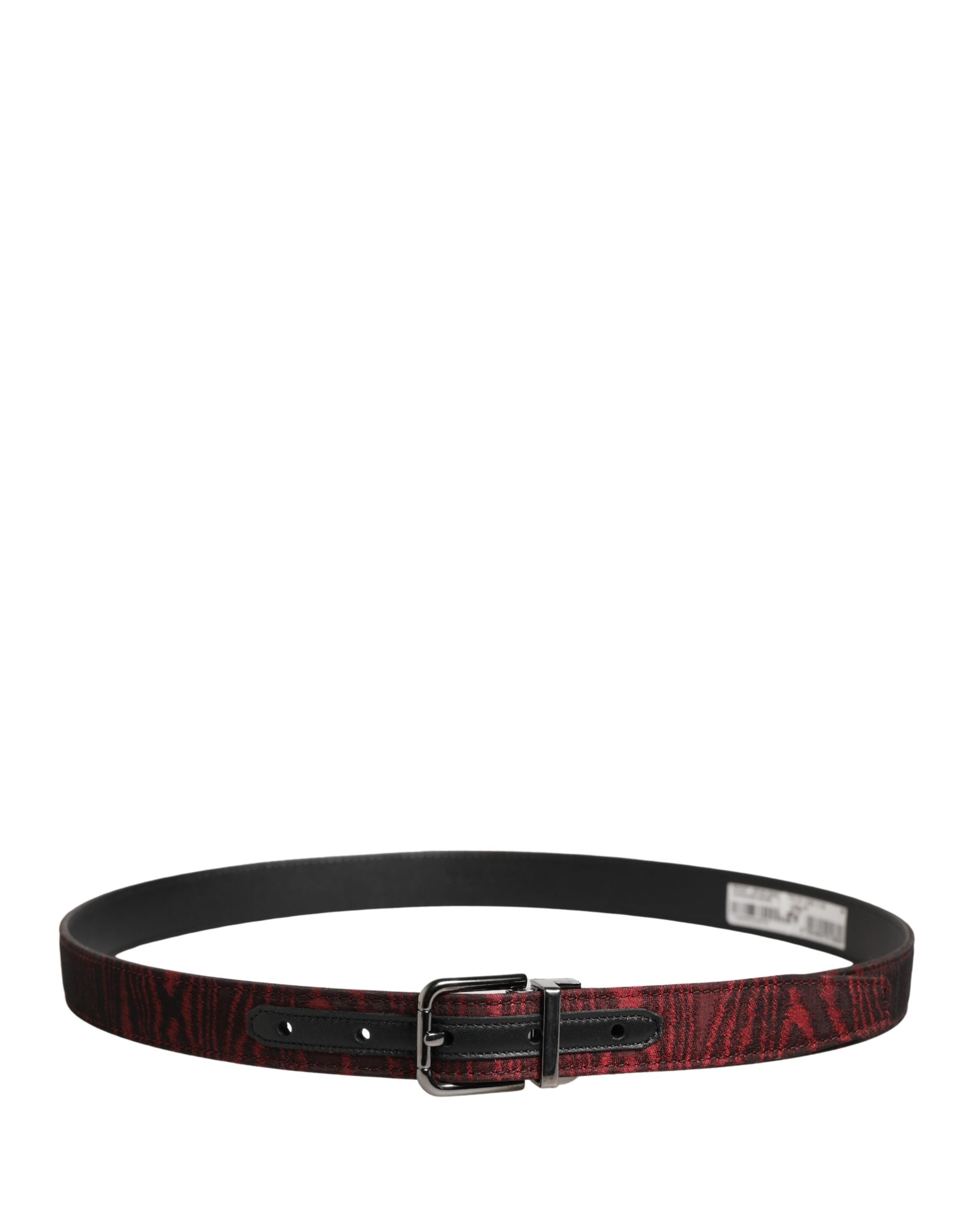 Dolce & Gabbana Men Red Jacquard Acetate Metal Buckle Belt Dolce & Gabbana