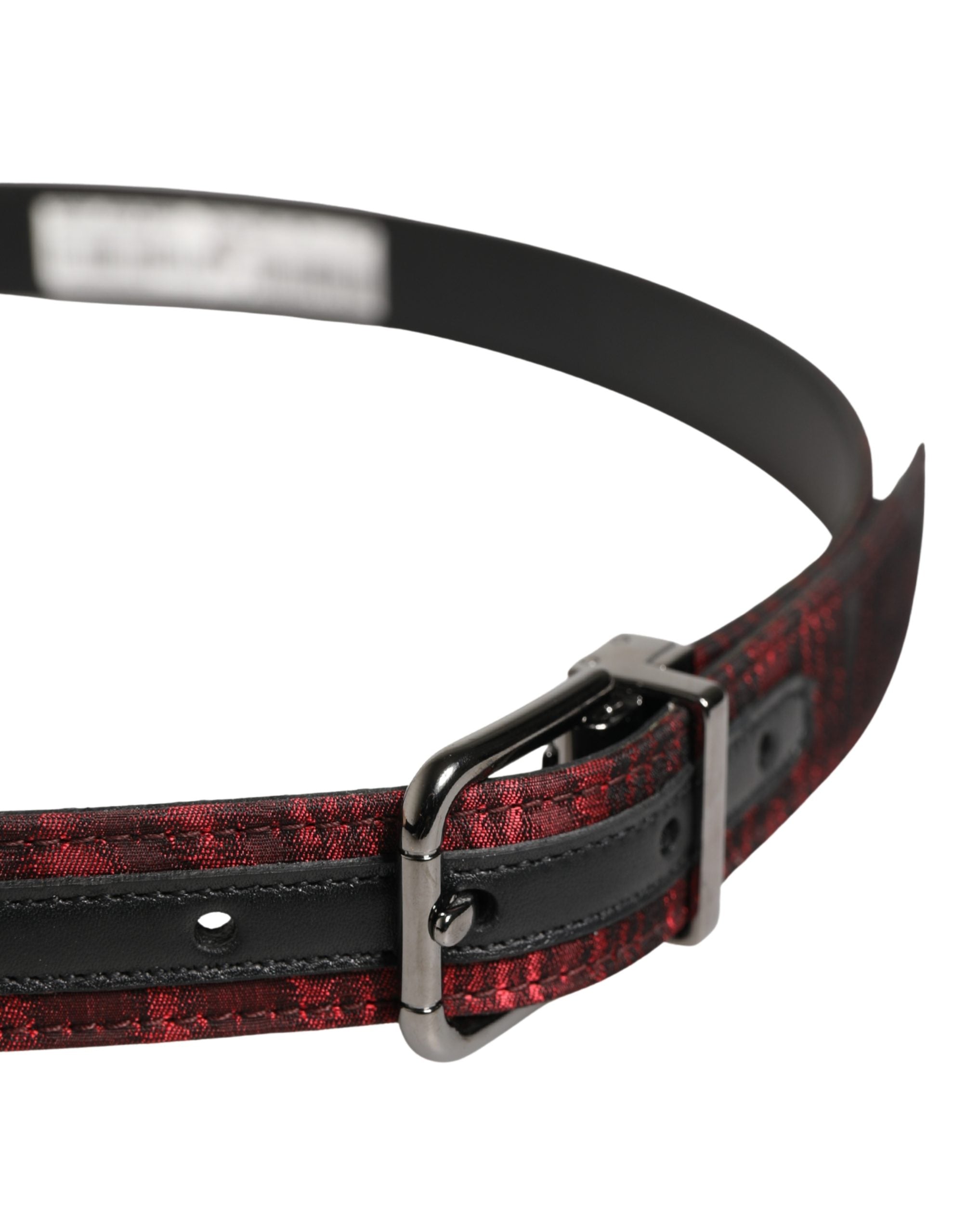 Dolce & Gabbana Men Red Jacquard Acetate Metal Buckle Belt Dolce & Gabbana