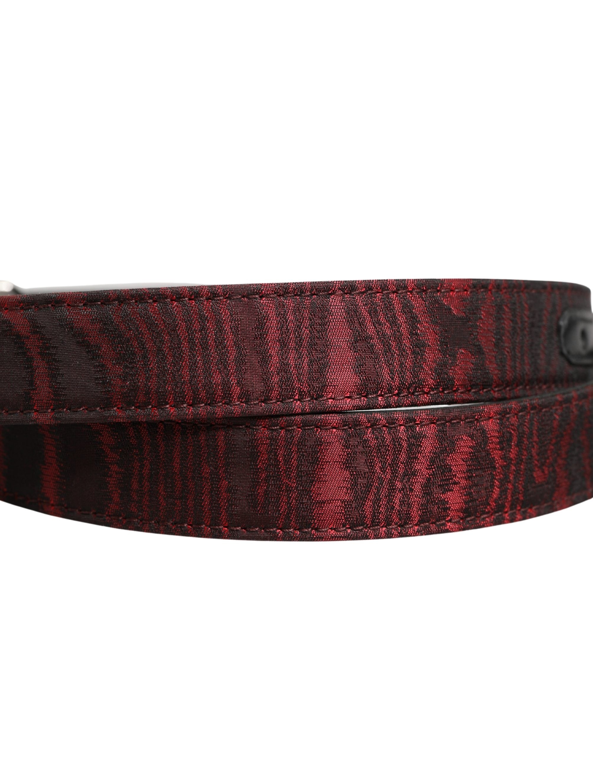Dolce & Gabbana Men Red Jacquard Acetate Metal Buckle Belt Dolce & Gabbana