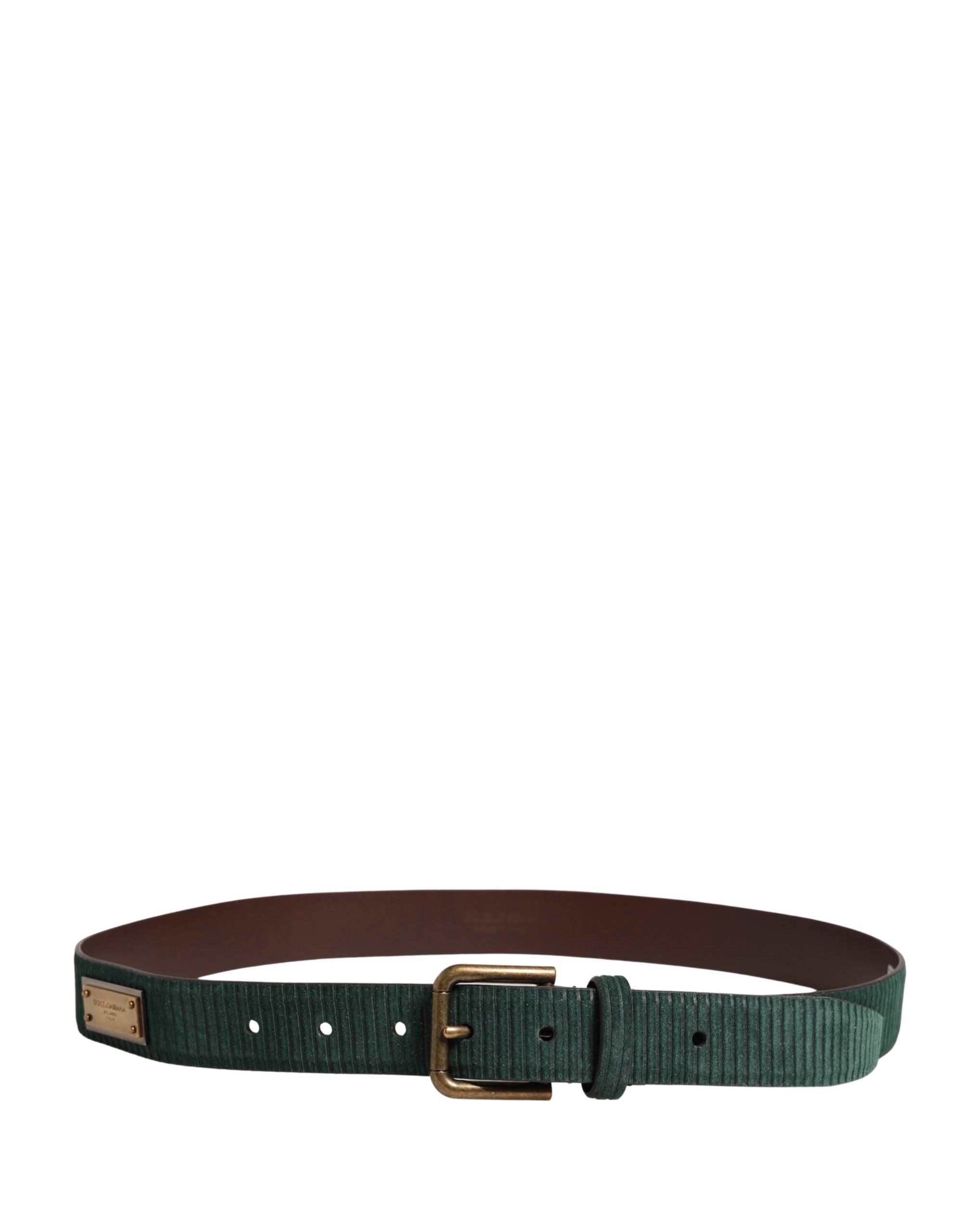 Dolce & Gabbana Men Green Velvet Leather Metal Buckle Belt Dolce & Gabbana
