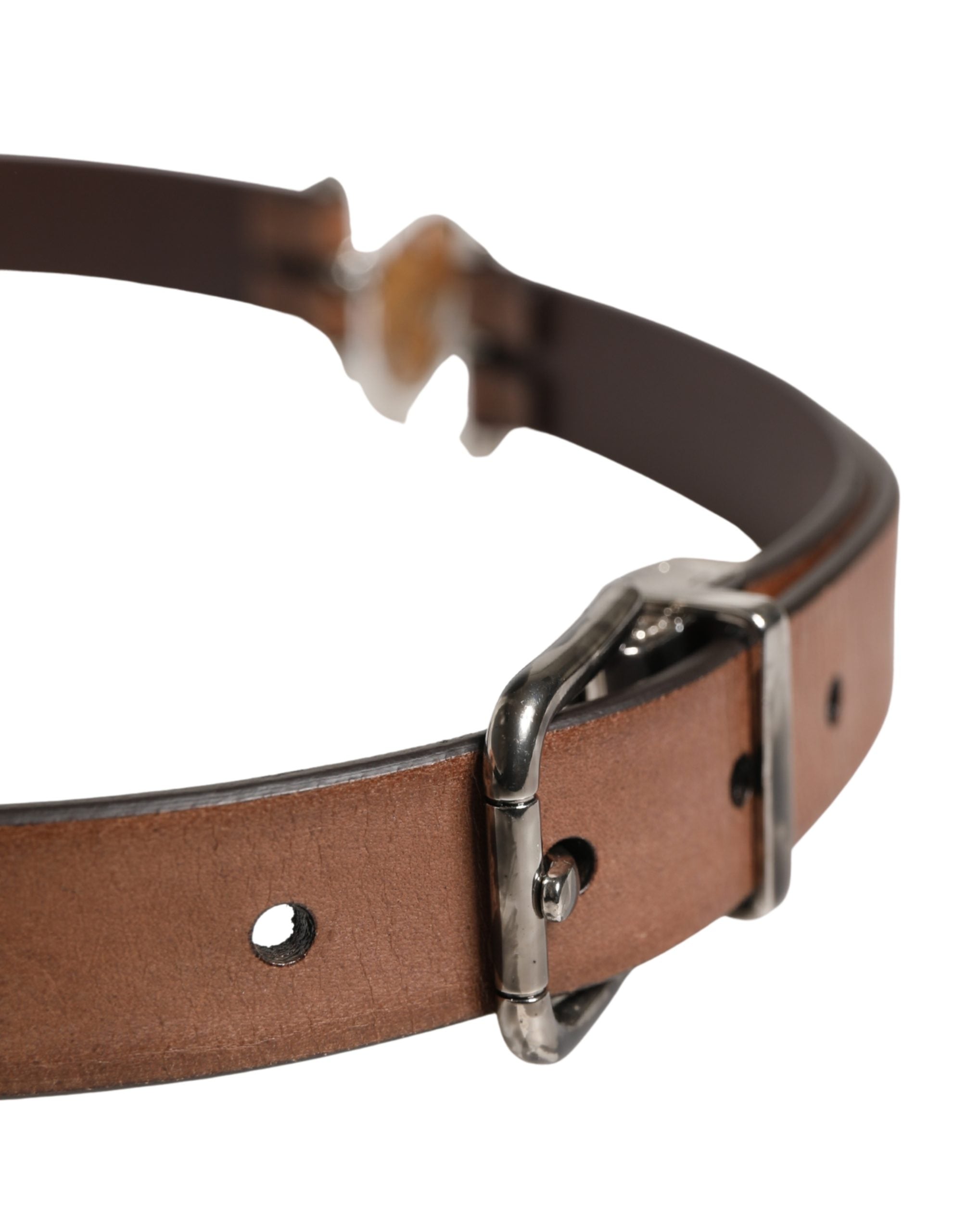 Dolce & Gabbana Men Brown Classic Leather Metal Buckle Belt Dolce & Gabbana