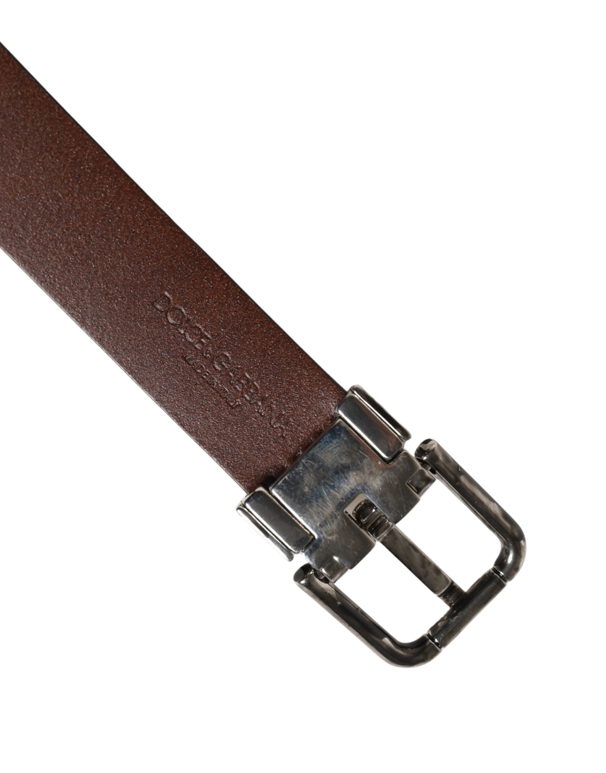 Dolce & Gabbana Men Brown Classic Leather Metal Buckle Belt Dolce & Gabbana