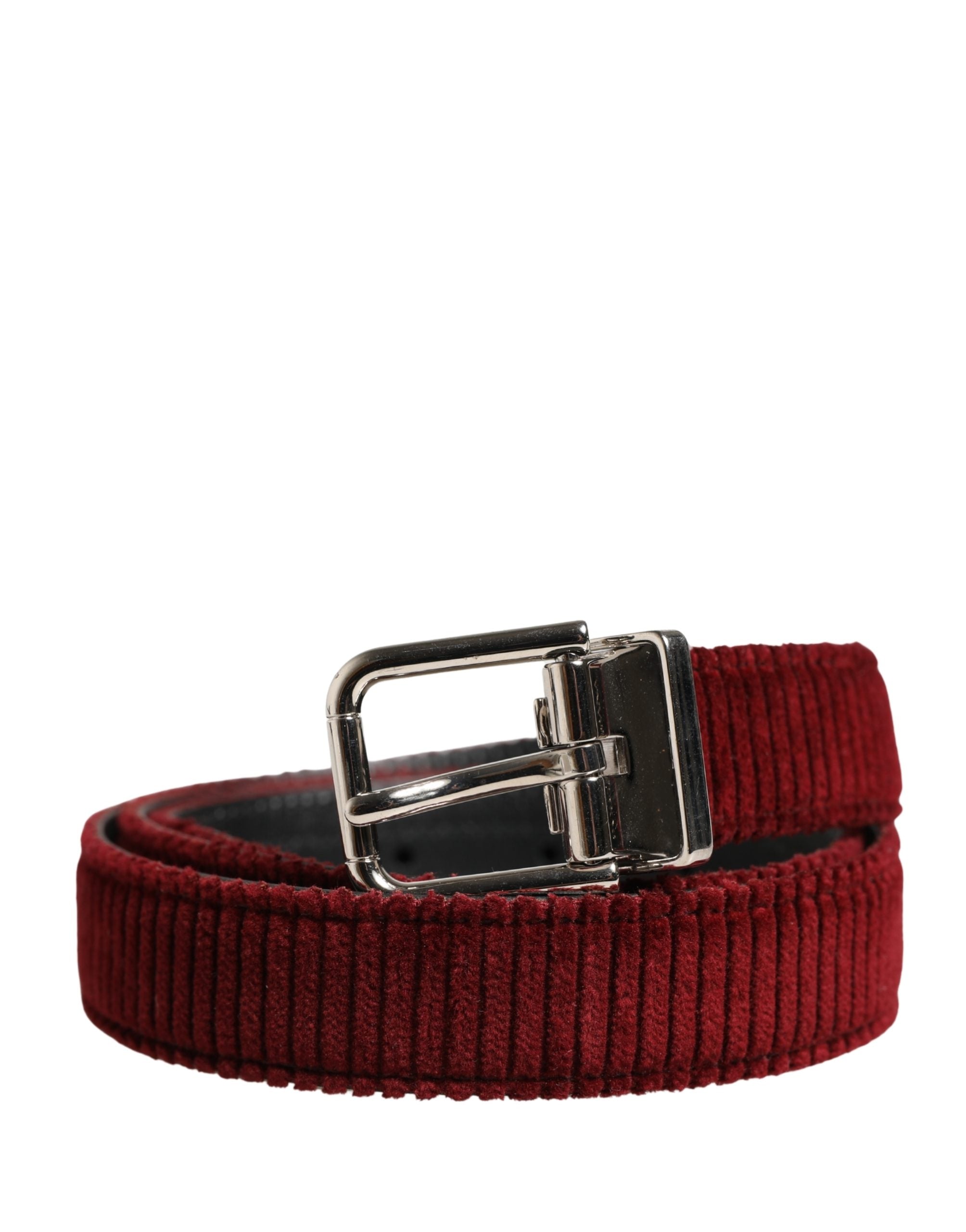 Dolce & Gabbana Men Red Velvet Leather Metal Buckle Belt Dolce & Gabbana