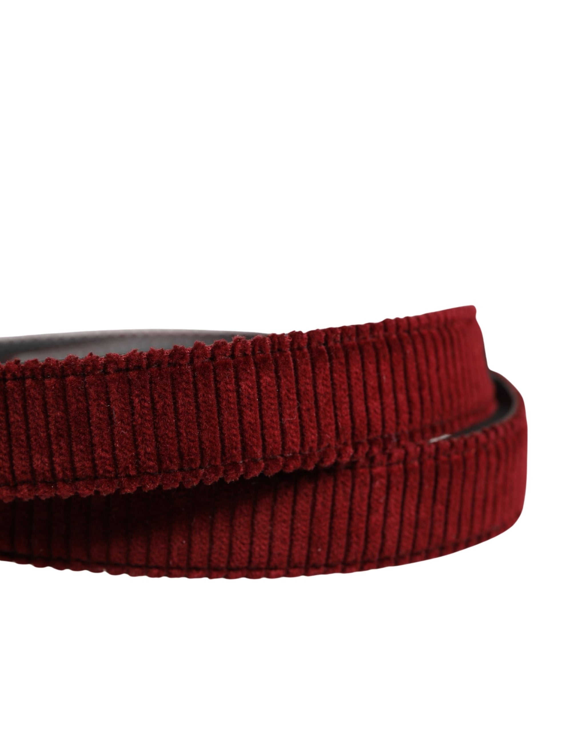 Dolce & Gabbana Men Red Velvet Leather Metal Buckle Belt Dolce & Gabbana