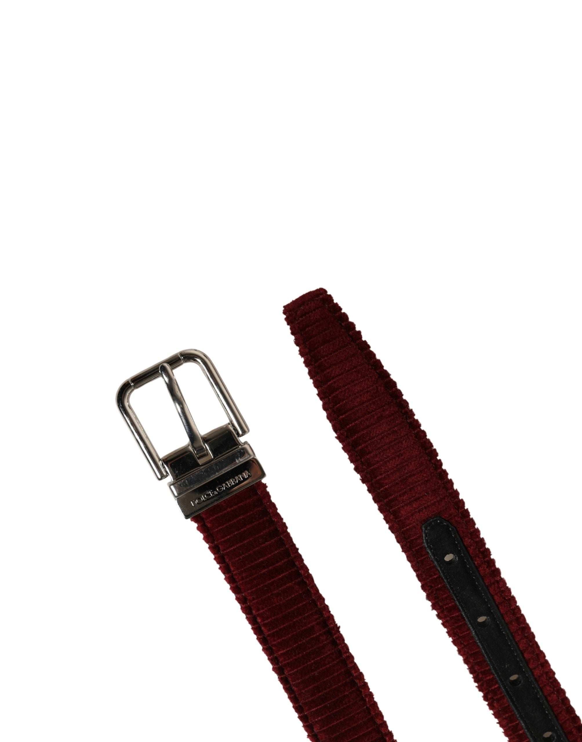 Dolce & Gabbana Men Red Velvet Leather Metal Buckle Belt Dolce & Gabbana