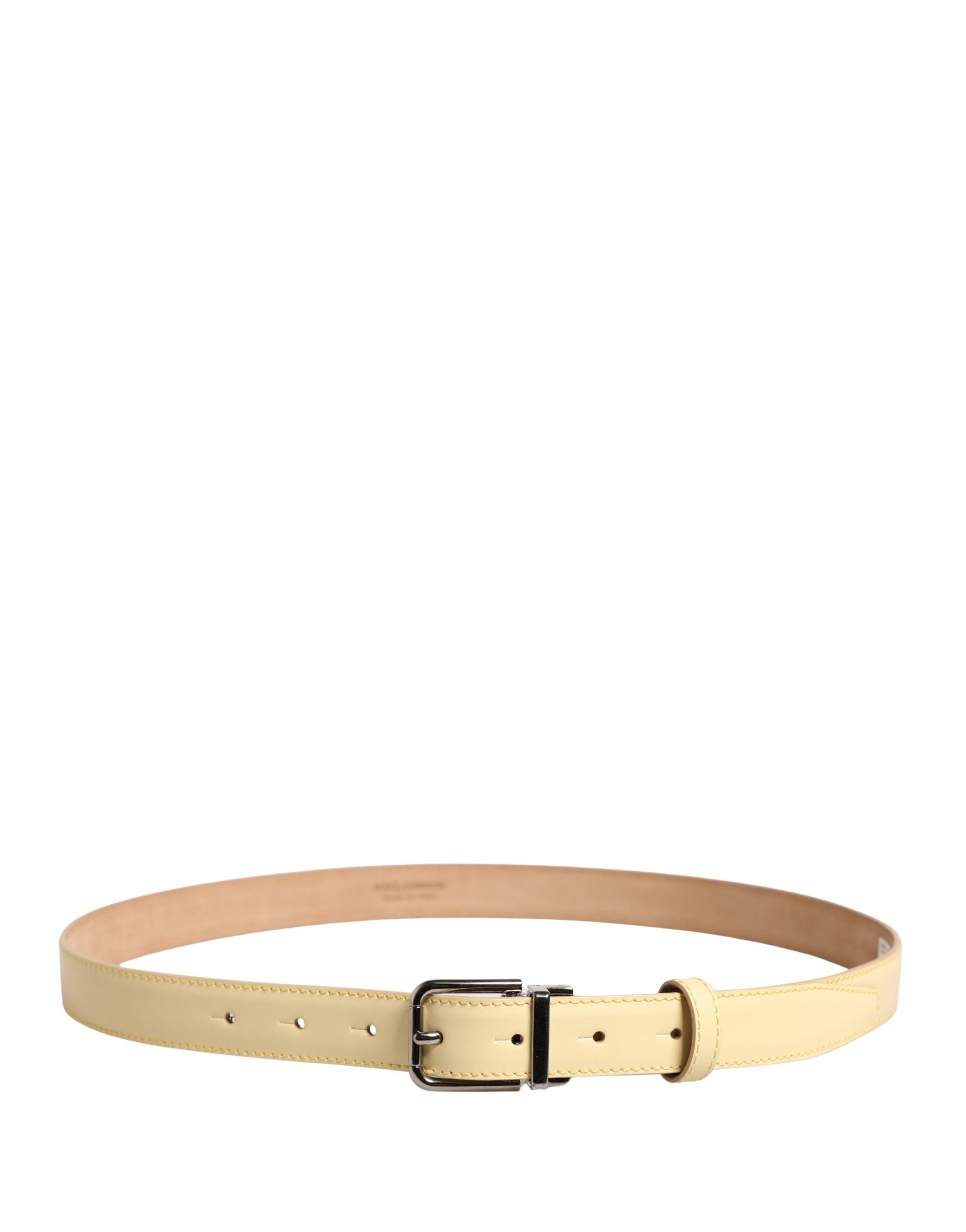 Dolce & Gabbana Men Yellow Classic Leather Metal Buckle Belt Dolce & Gabbana