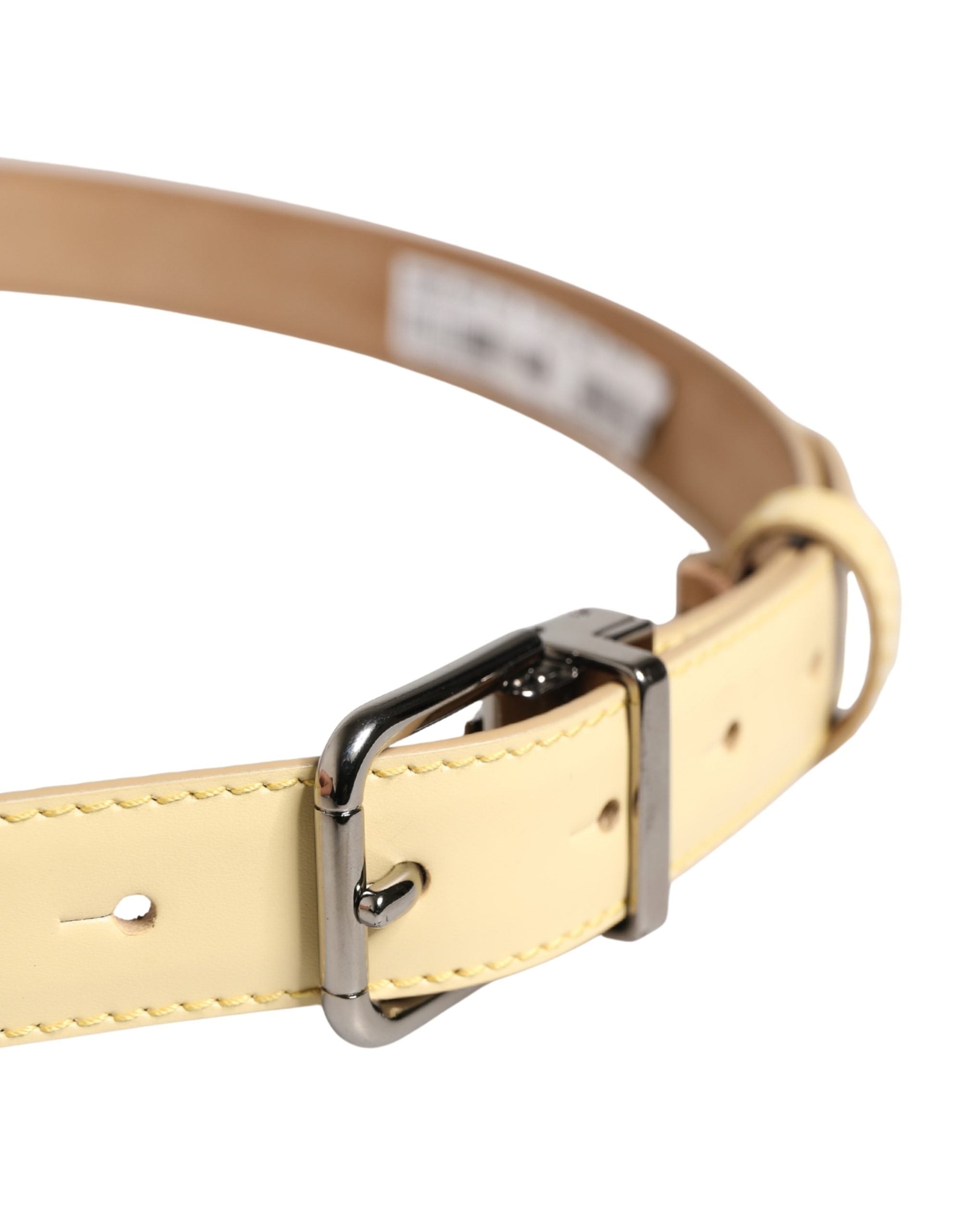 Dolce & Gabbana Men Yellow Classic Leather Metal Buckle Belt Dolce & Gabbana