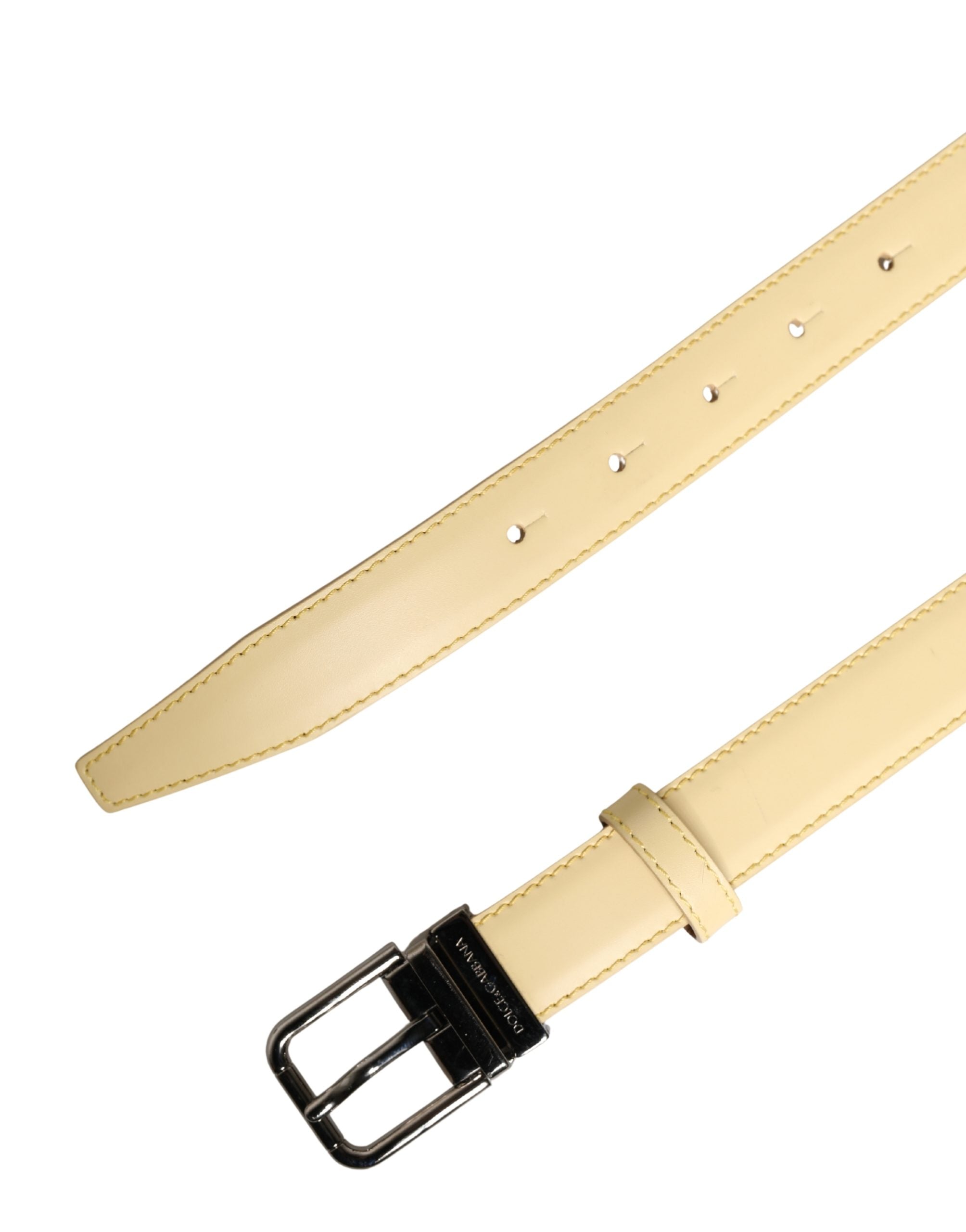 Dolce & Gabbana Men Yellow Classic Leather Metal Buckle Belt Dolce & Gabbana