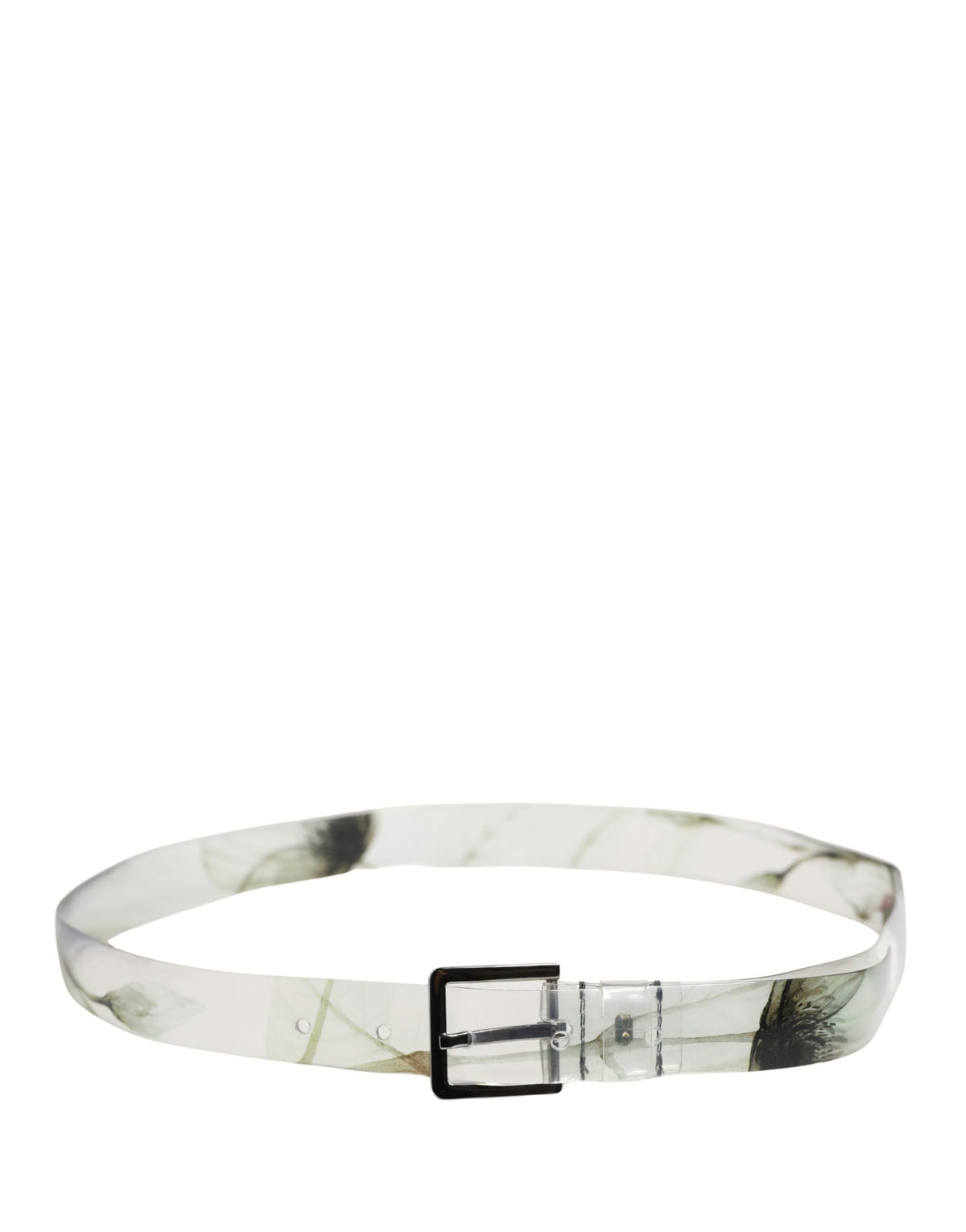 Dolce & Gabbana Men White Floral PVC Silver Metal Buckle Belt
