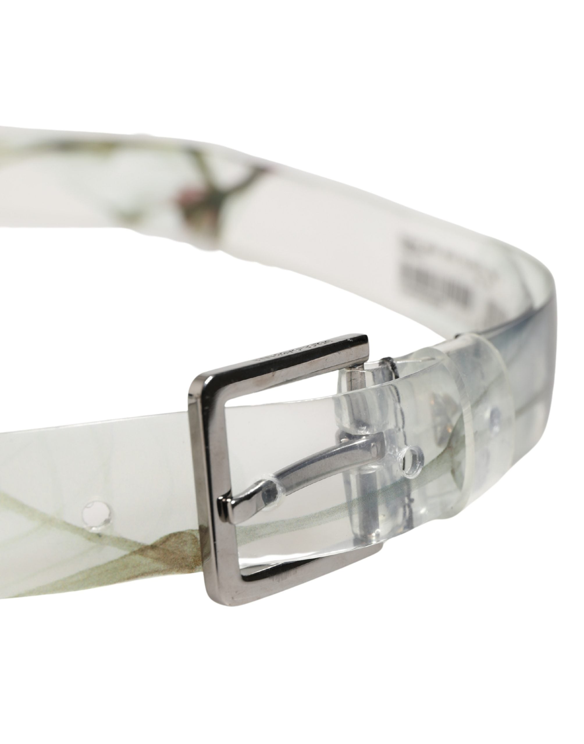 Dolce & Gabbana Men White Floral PVC Silver Metal Buckle Belt Dolce & Gabbana