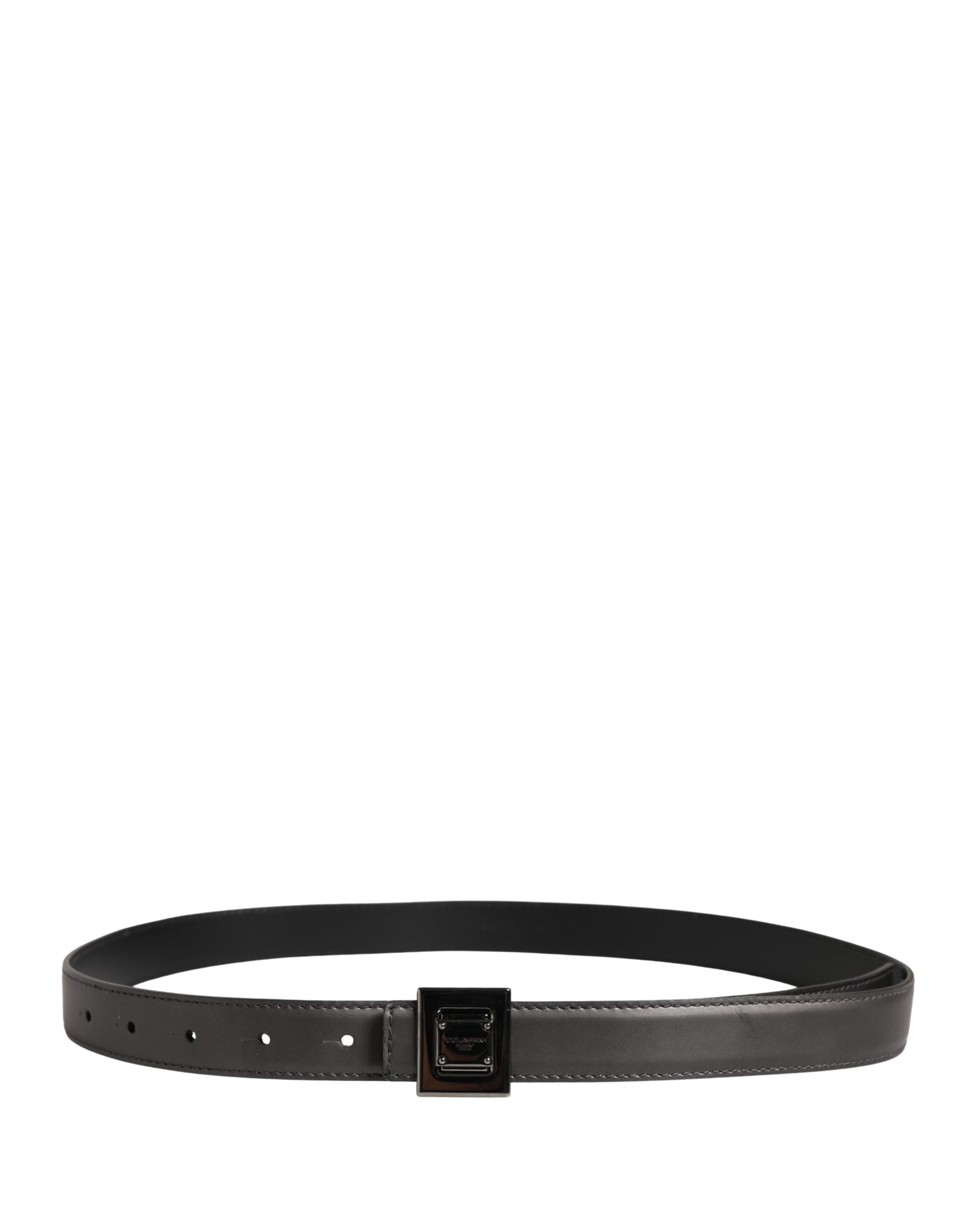 Dolce & Gabbana Men Silver Classic Leather Square Buckle Belt Dolce & Gabbana