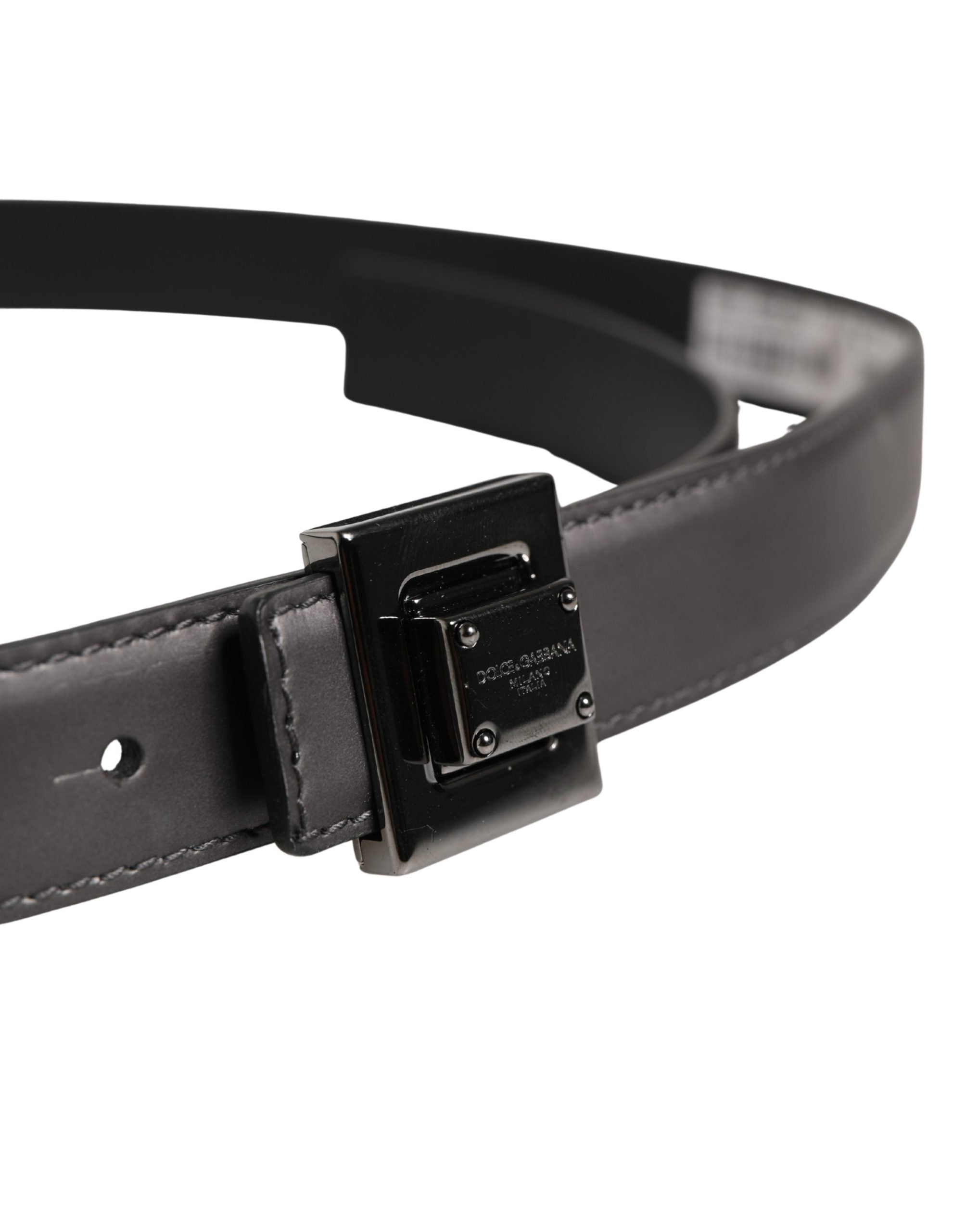 Dolce & Gabbana Men Silver Classic Leather Square Buckle Belt Dolce & Gabbana