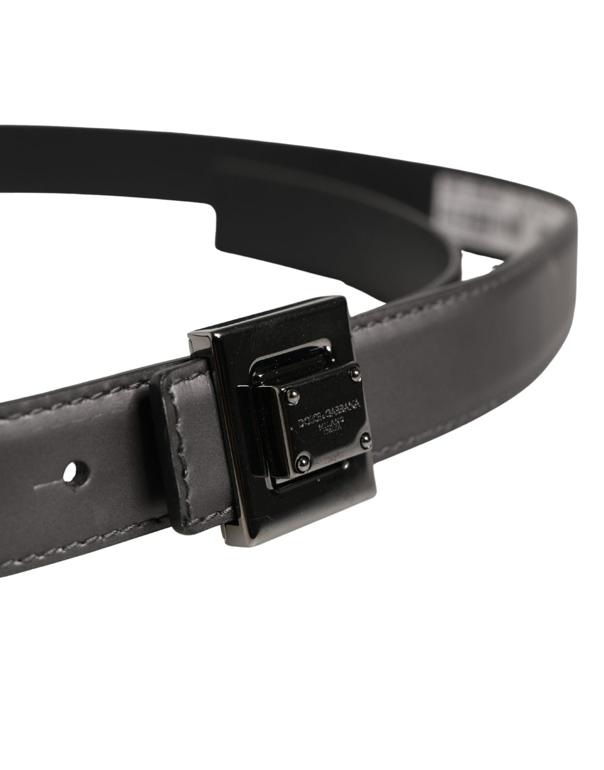 Dolce & Gabbana Men Silver Classic Leather Square Buckle Belt