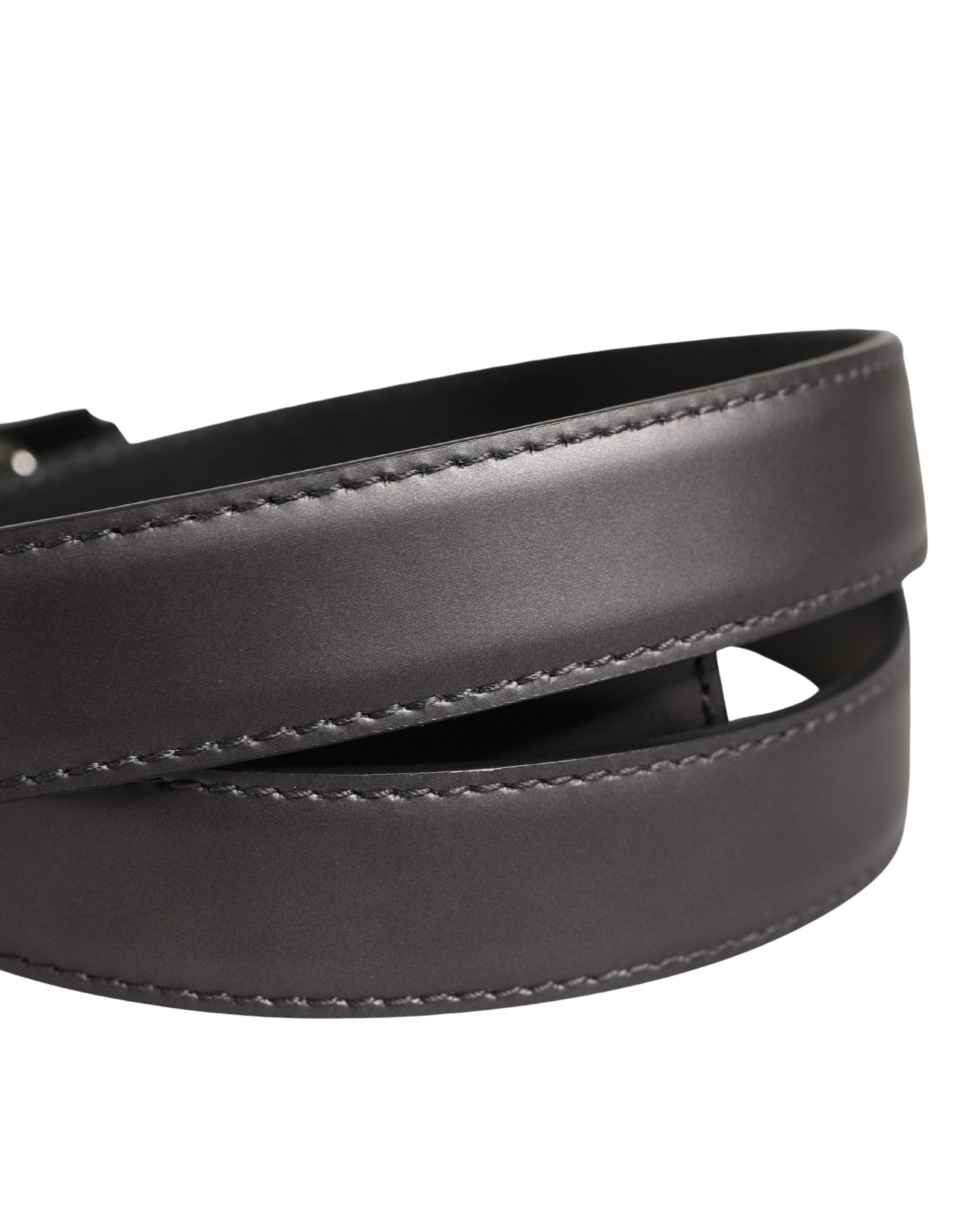 Dolce & Gabbana Men Silver Classic Leather Square Buckle Belt Dolce & Gabbana