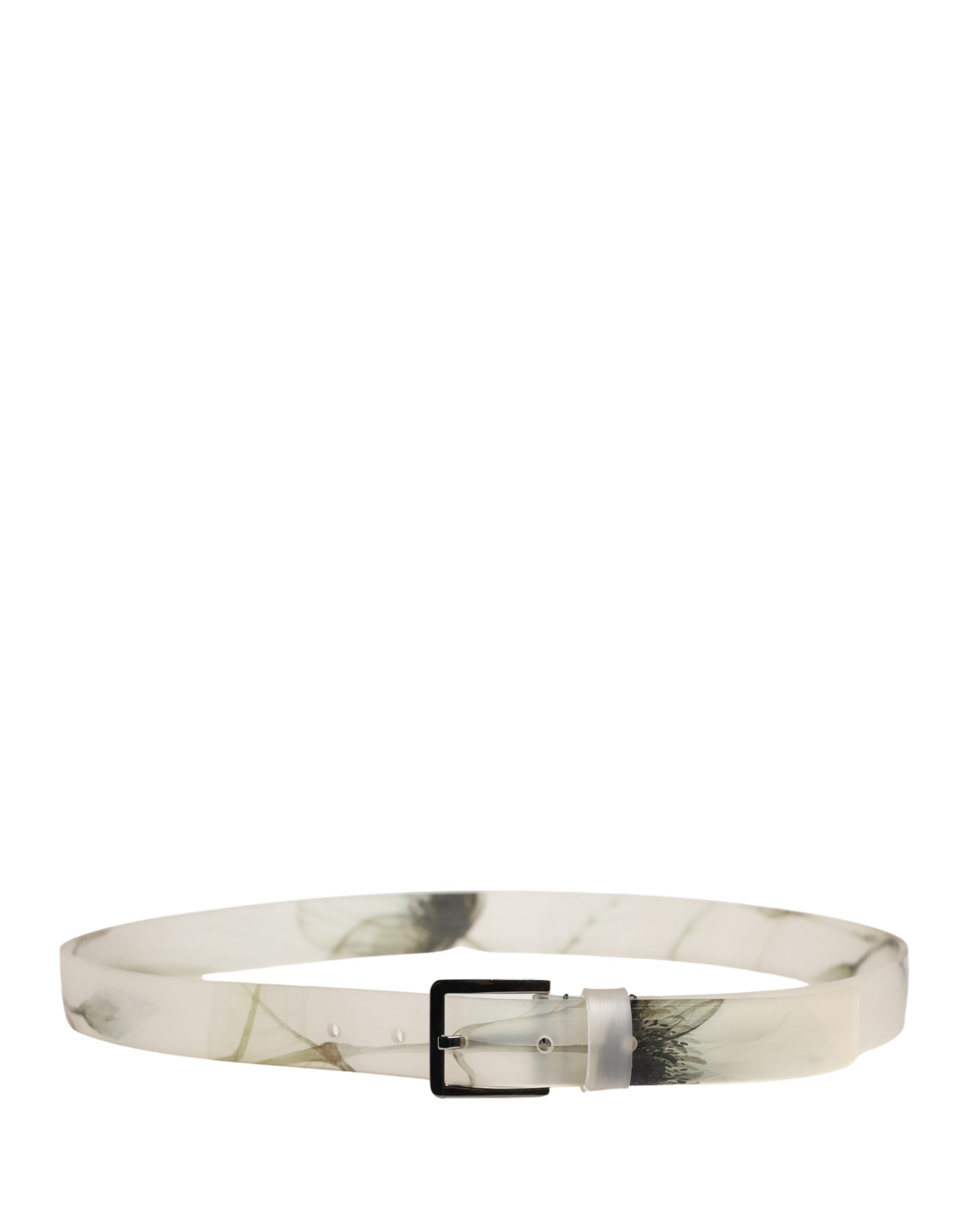 Dolce & Gabbana Men White Floral PVC Silver Metal Buckle Belt Dolce & Gabbana