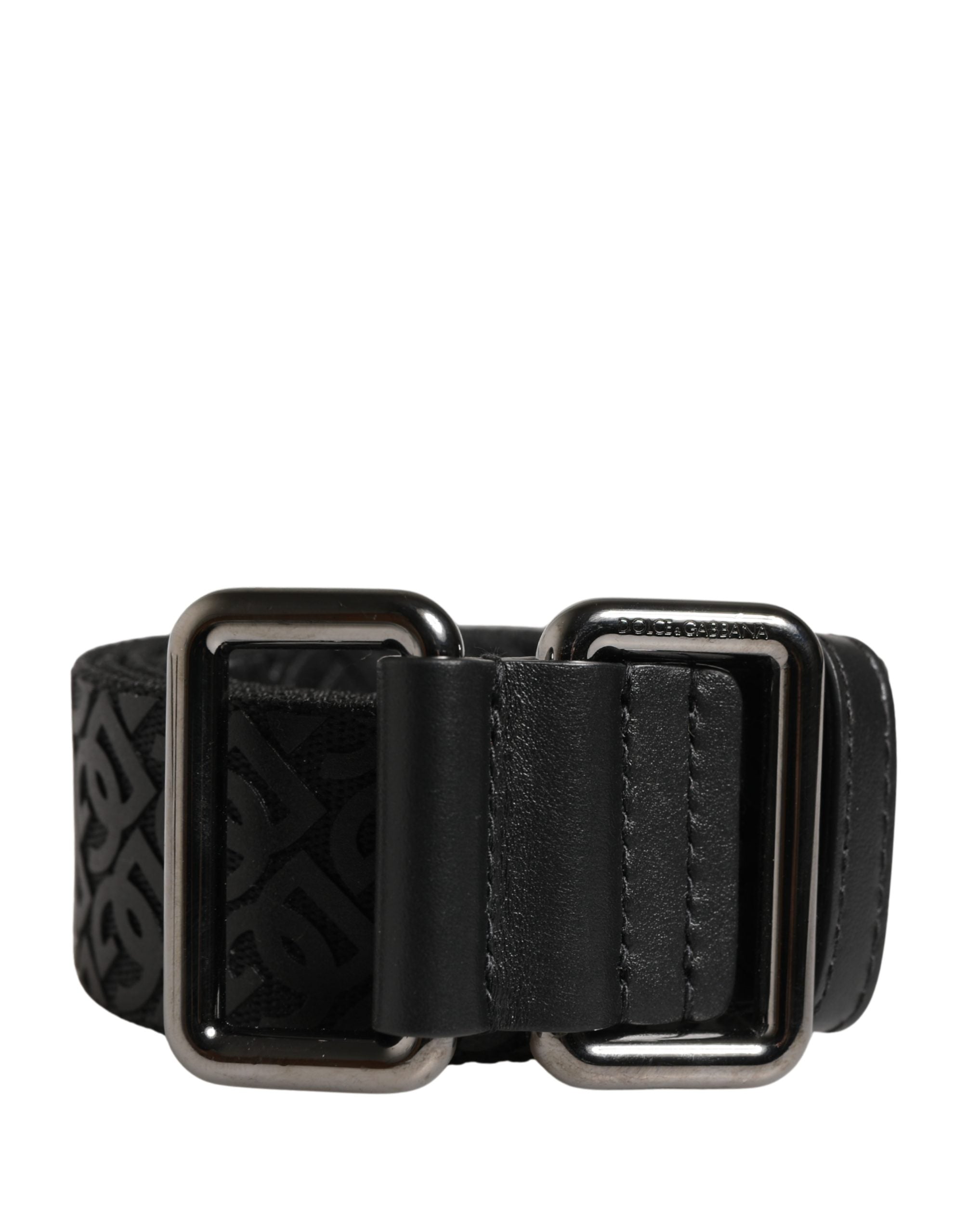 Dolce & Gabbana Men Black DG Logo Polyester Metal Buckle Belt Dolce & Gabbana