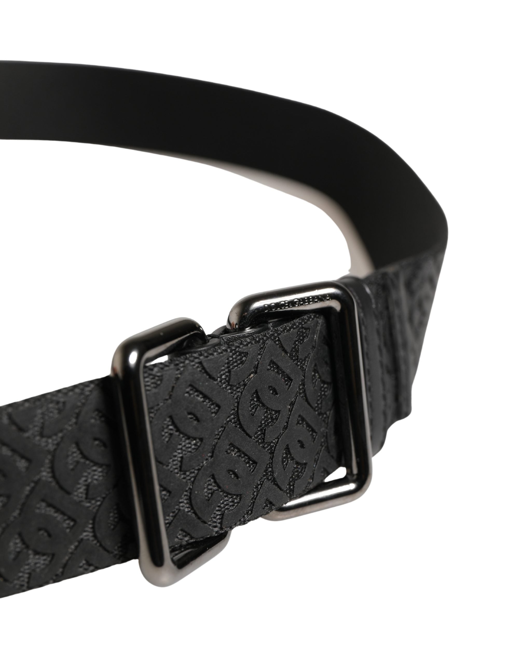 Dolce & Gabbana Men Black DG Logo Polyester Metal Buckle Belt Dolce & Gabbana