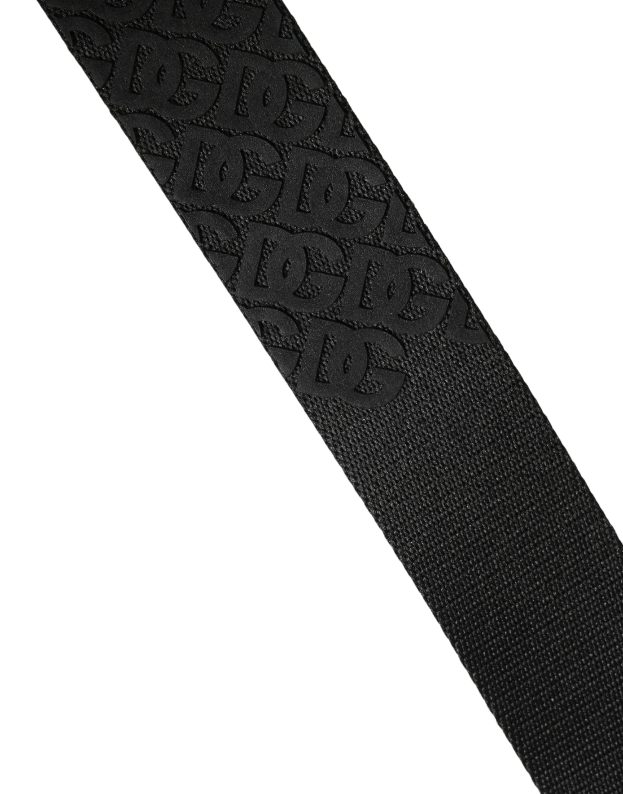 Dolce & Gabbana Men Black DG Logo Polyester Metal Buckle Belt Dolce & Gabbana