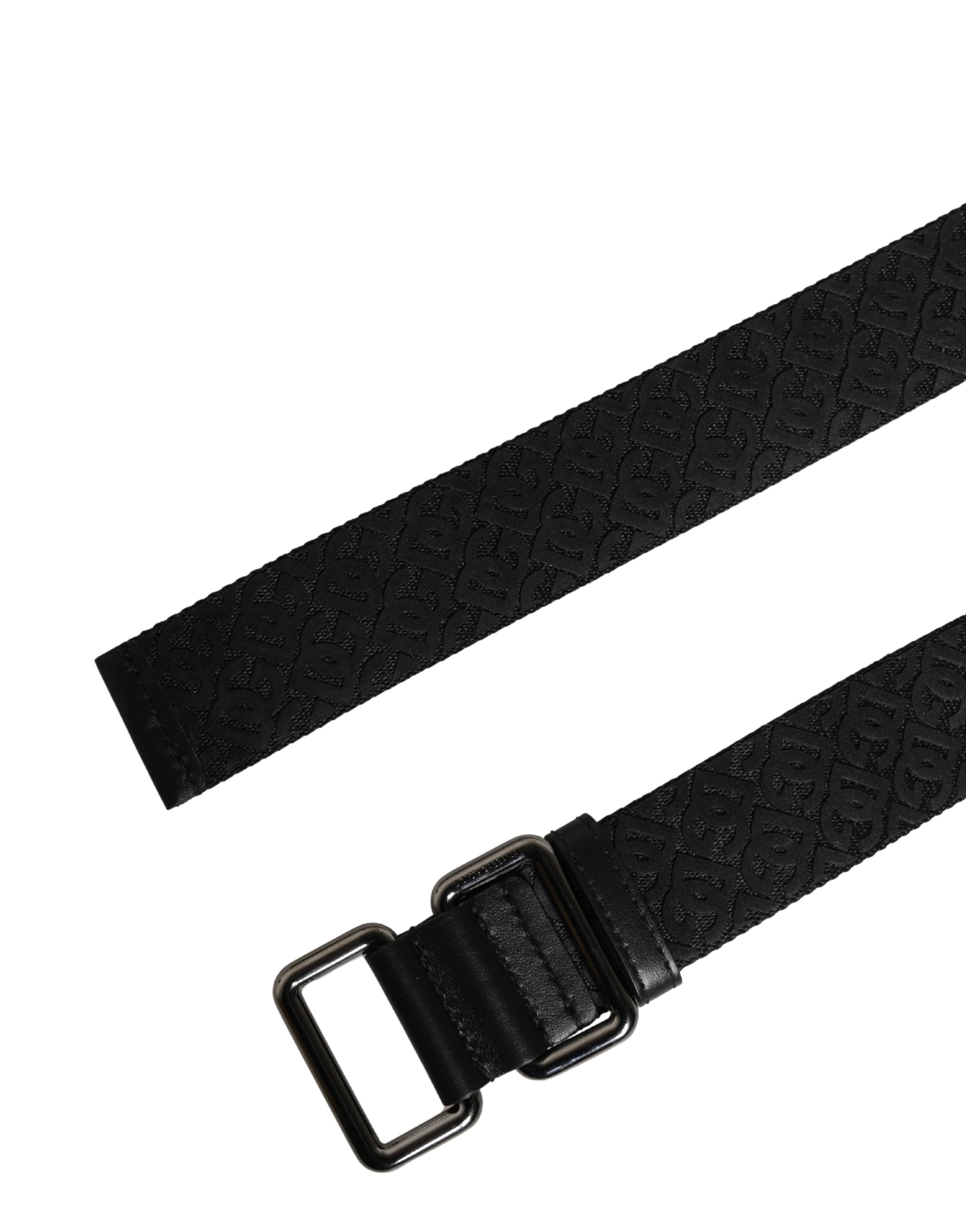 Dolce & Gabbana Men Black DG Logo Polyester Metal Buckle Belt Dolce & Gabbana