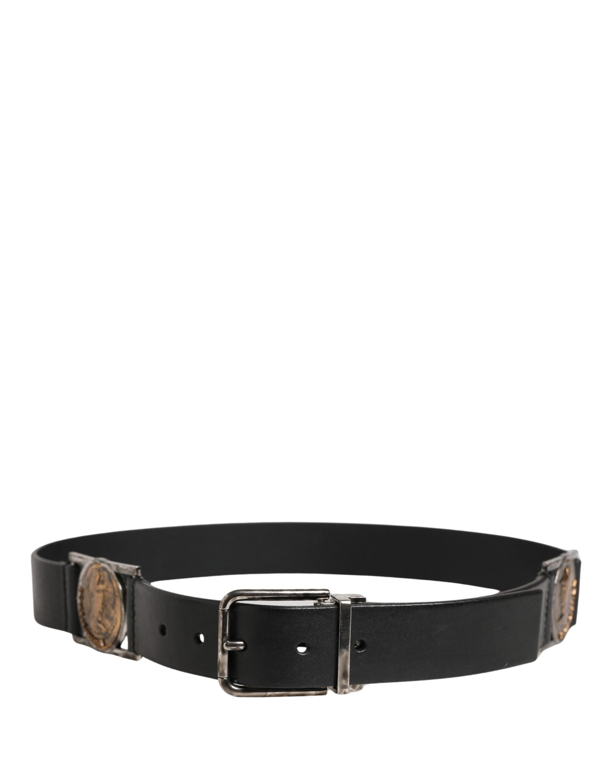 Dolce & Gabbana Men Black Classic Leather Metal Buckle Belt Dolce & Gabbana