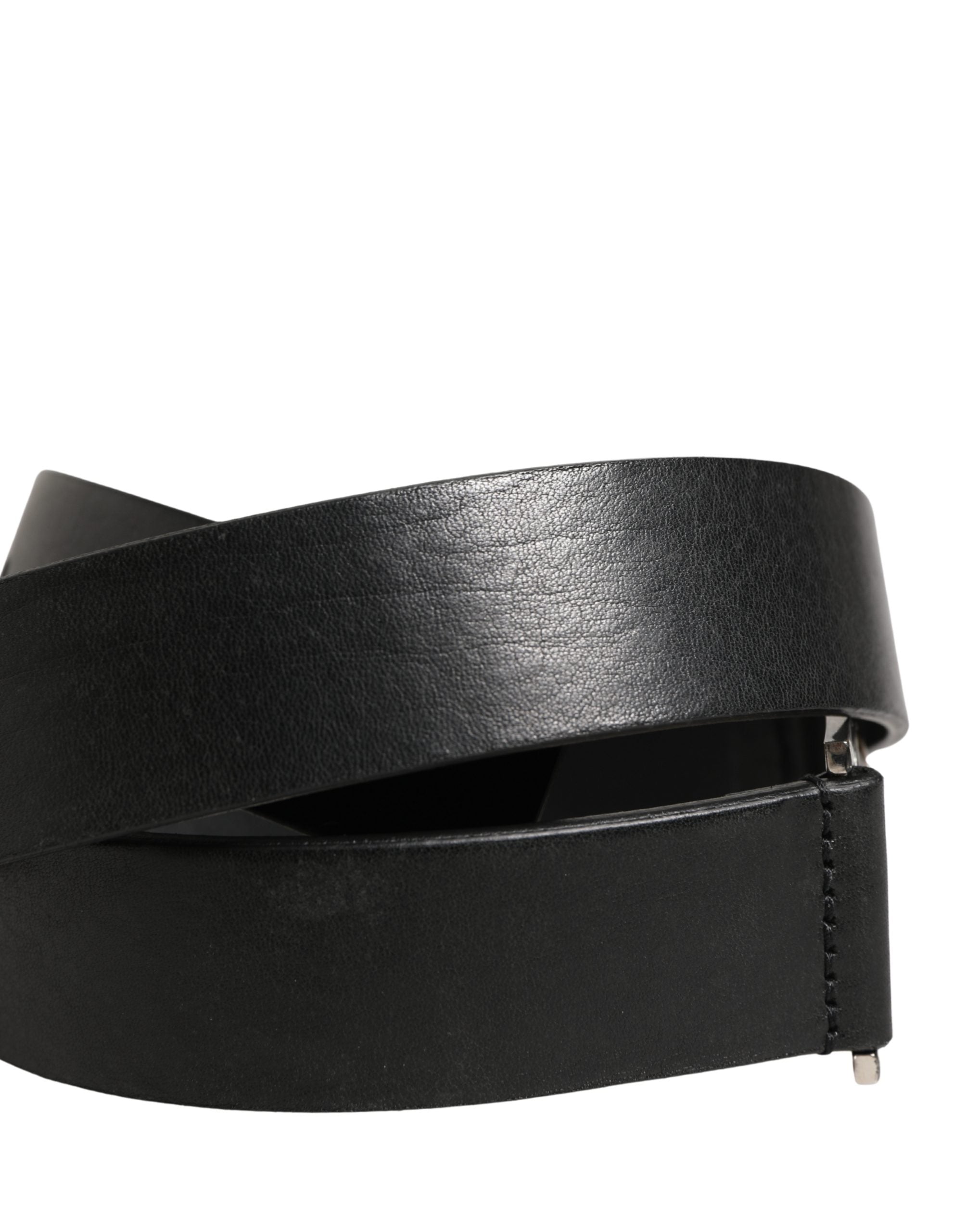Dolce & Gabbana Men Black Classic Leather Metal Buckle Belt Dolce & Gabbana