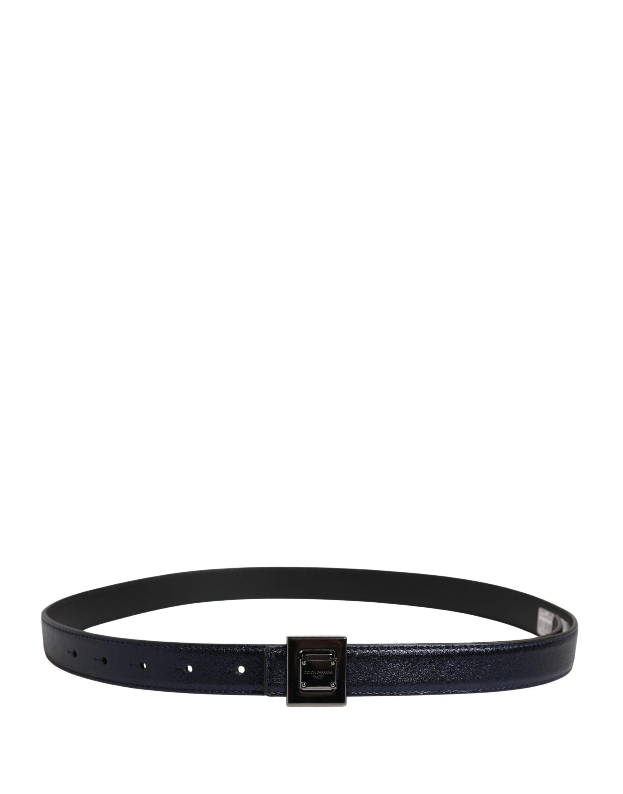 Dolce & Gabbana Men Black Classic Leather Square Buckle Belt Dolce & Gabbana