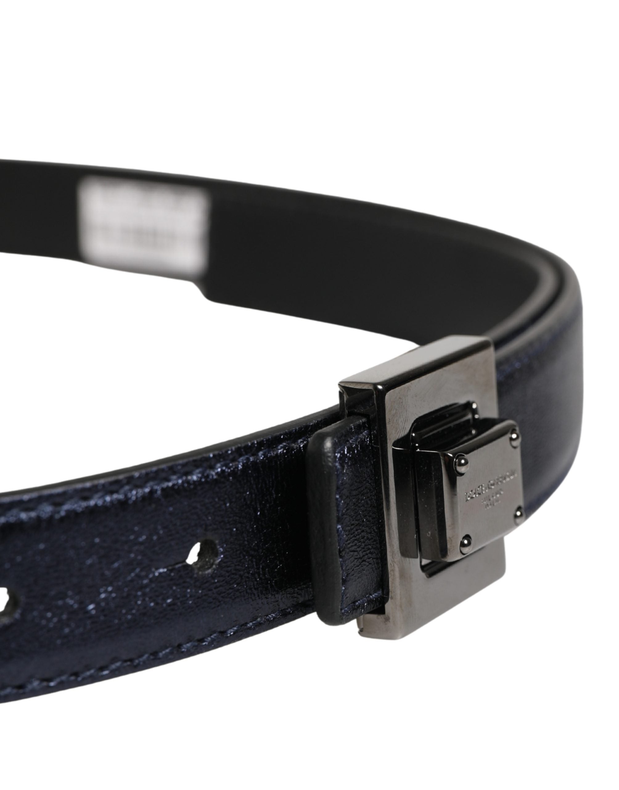 Dolce & Gabbana Men Black Classic Leather Square Buckle Belt Dolce & Gabbana