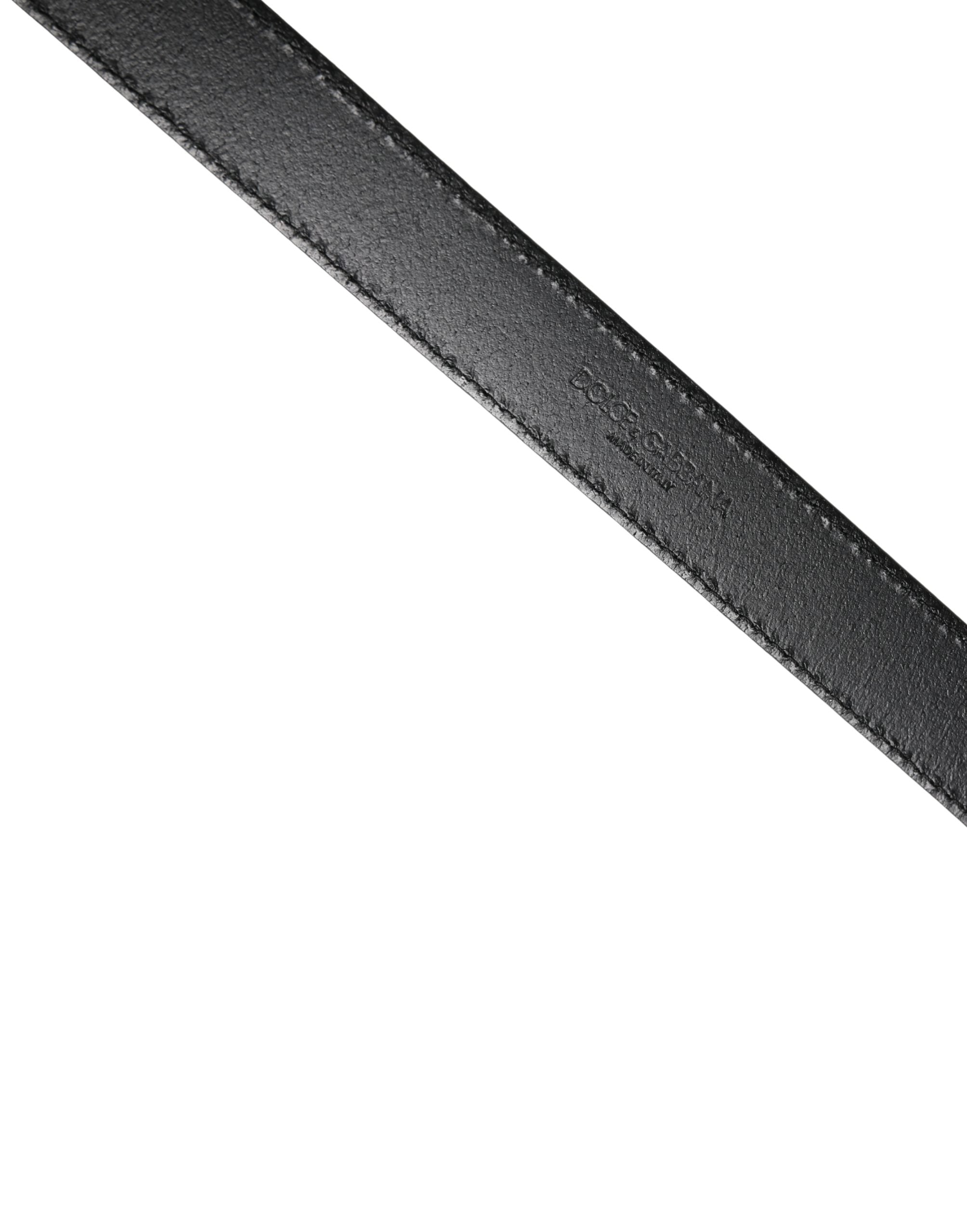Dolce & Gabbana Men Black Classic Leather Square Buckle Belt Dolce & Gabbana