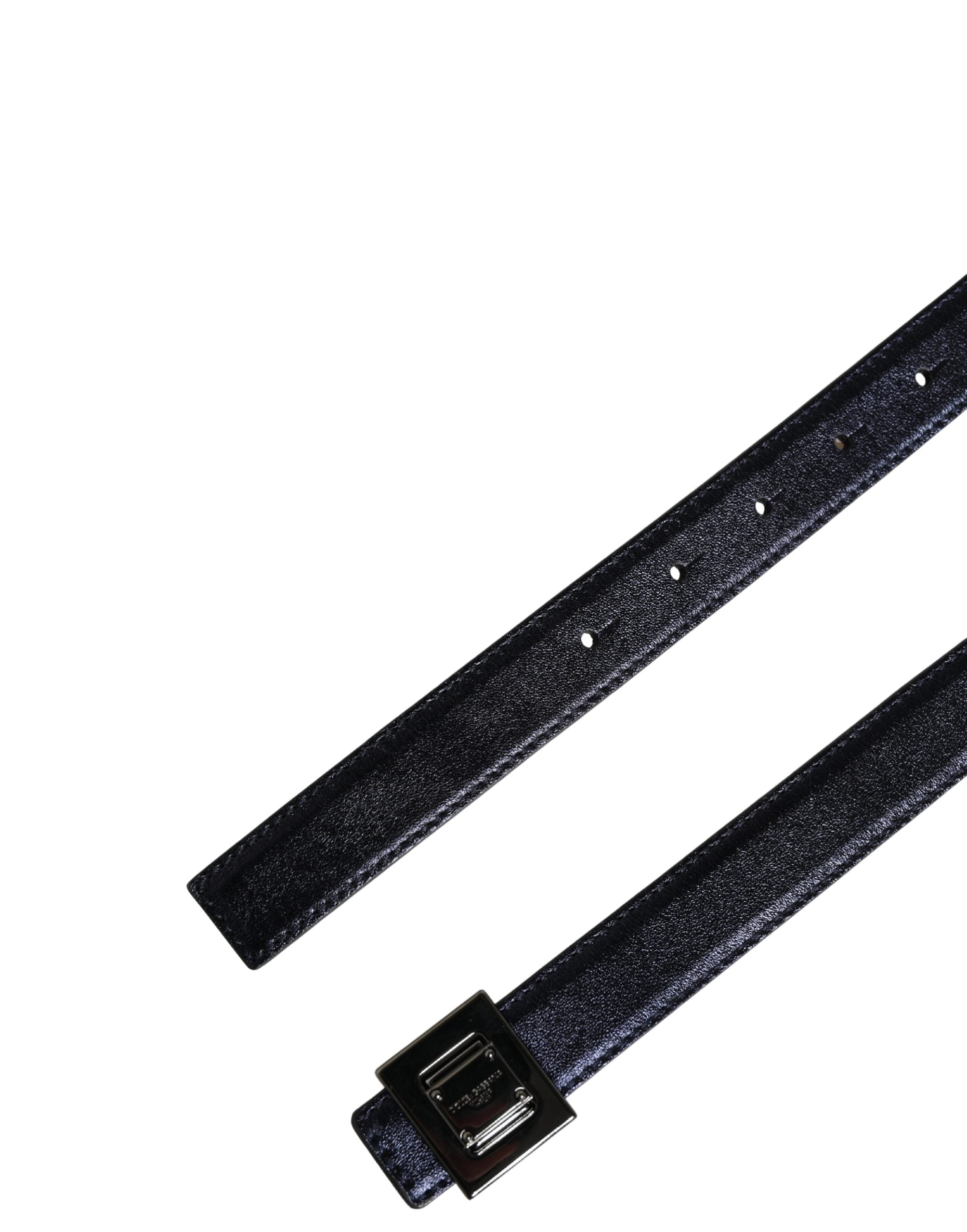 Dolce & Gabbana Men Black Classic Leather Square Buckle Belt Dolce & Gabbana