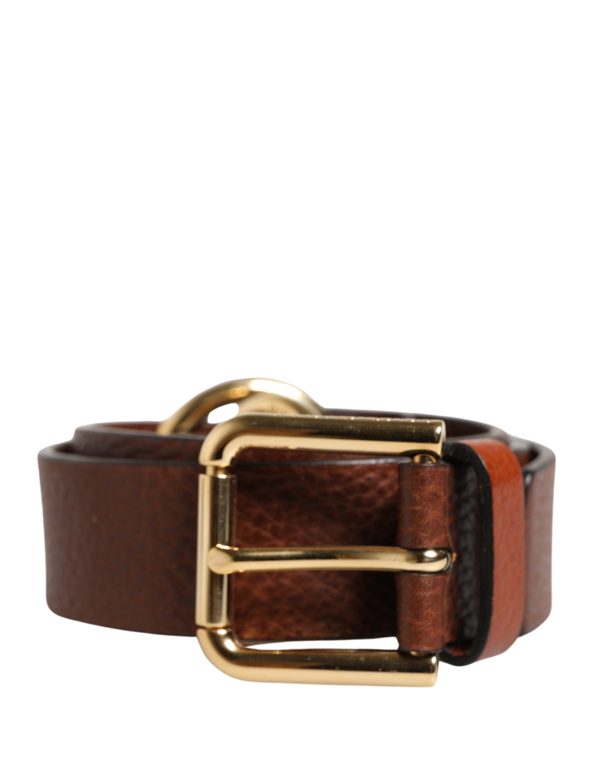 Dolce & Gabbana Men Brown Classic Leather Metal Buckle Belt Dolce & Gabbana