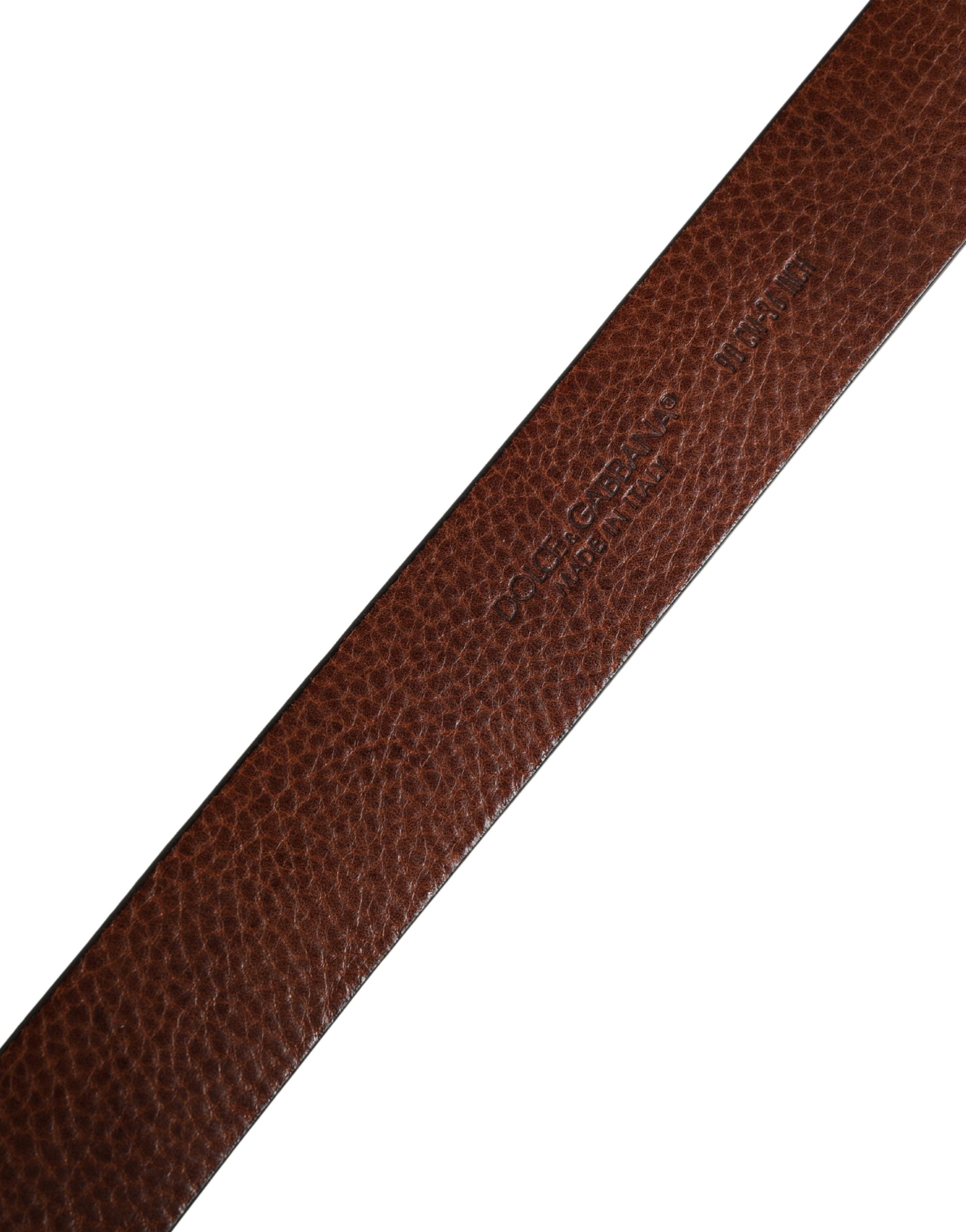 Dolce & Gabbana Men Brown Classic Leather Metal Buckle Belt Dolce & Gabbana