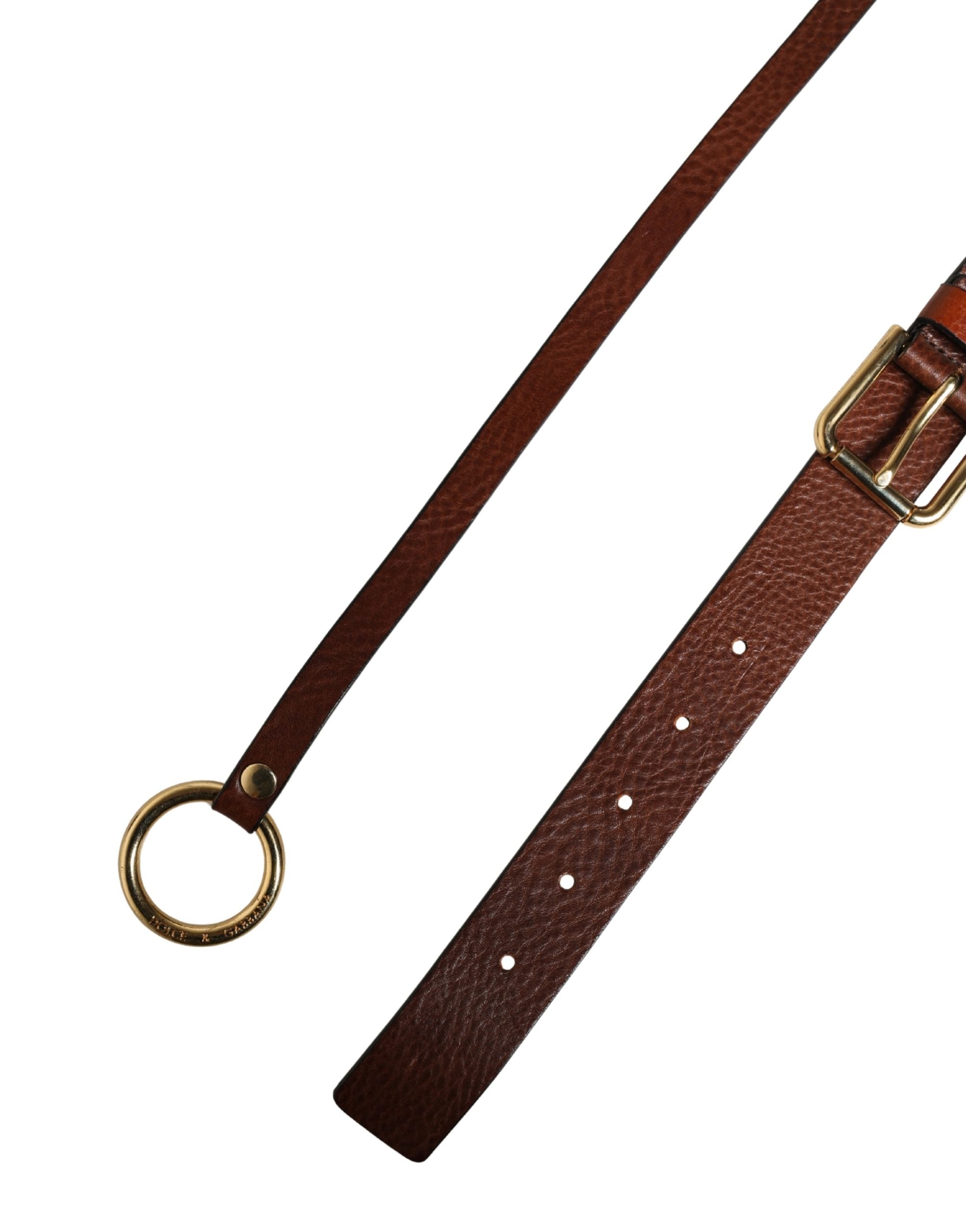 Dolce & Gabbana Men Brown Classic Leather Metal Buckle Belt Dolce & Gabbana
