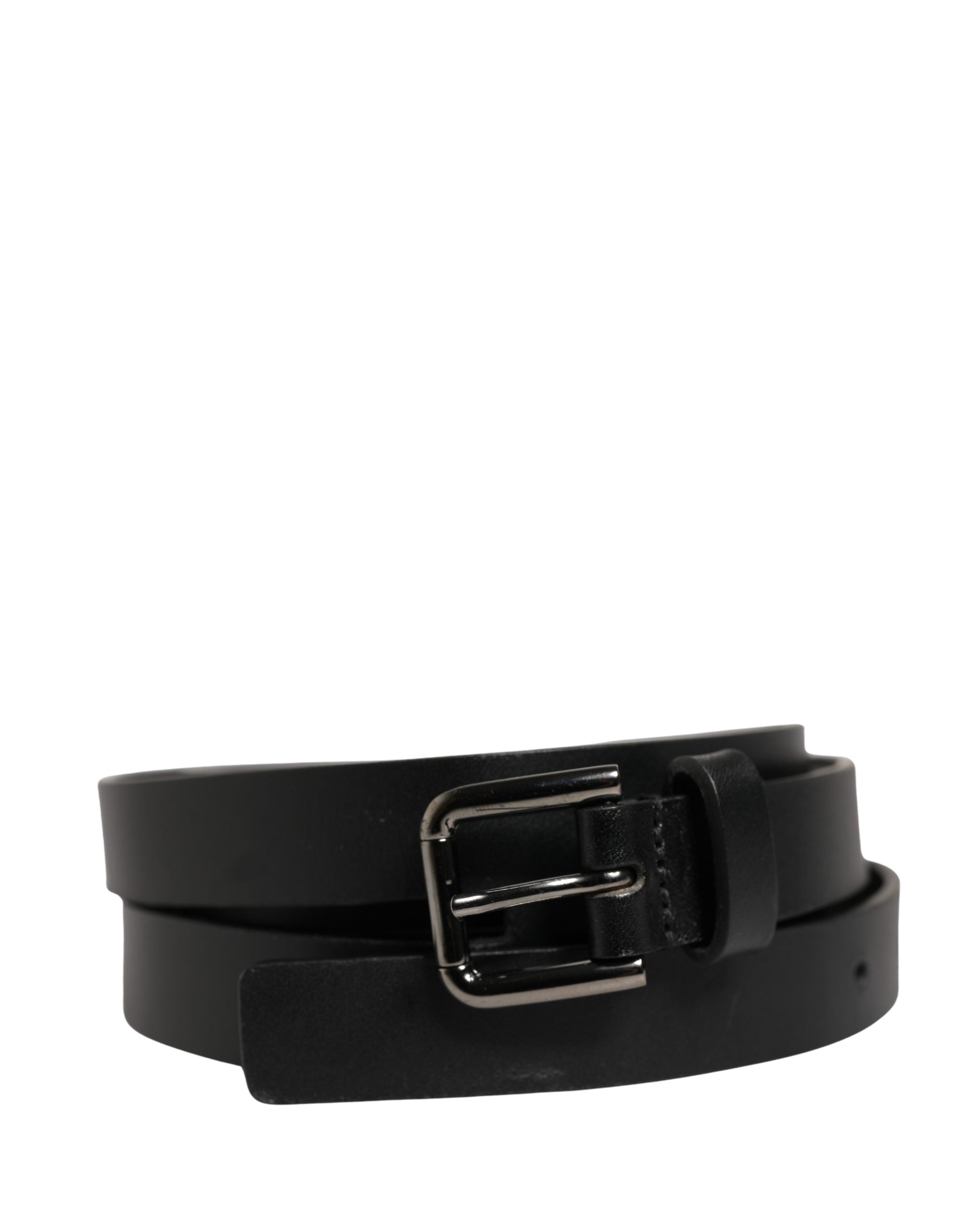 Dolce & Gabbana Black Double Strap Leather Silver Buckle Belt Dolce & Gabbana
