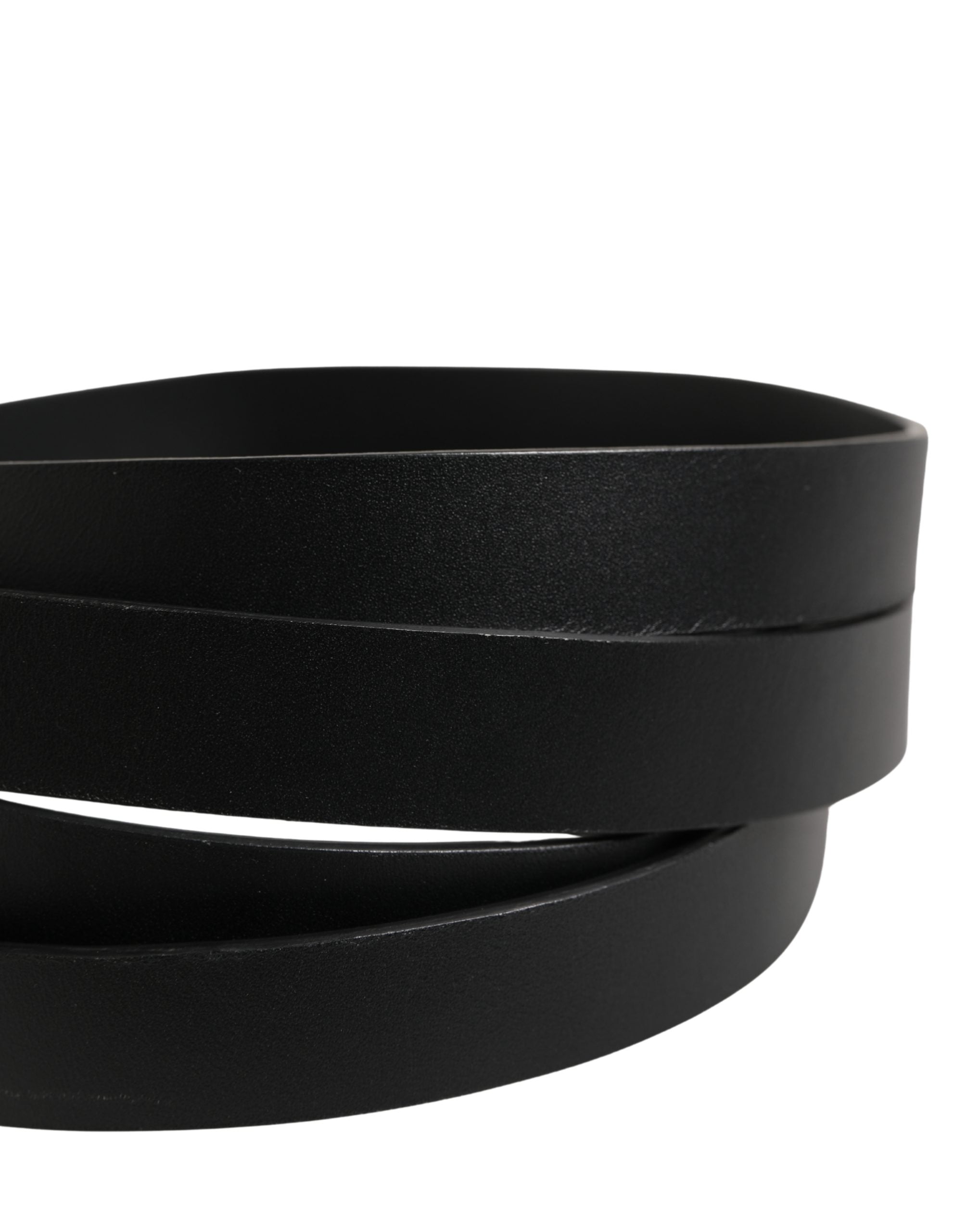 Dolce & Gabbana Black Double Strap Leather Silver Buckle Belt Dolce & Gabbana