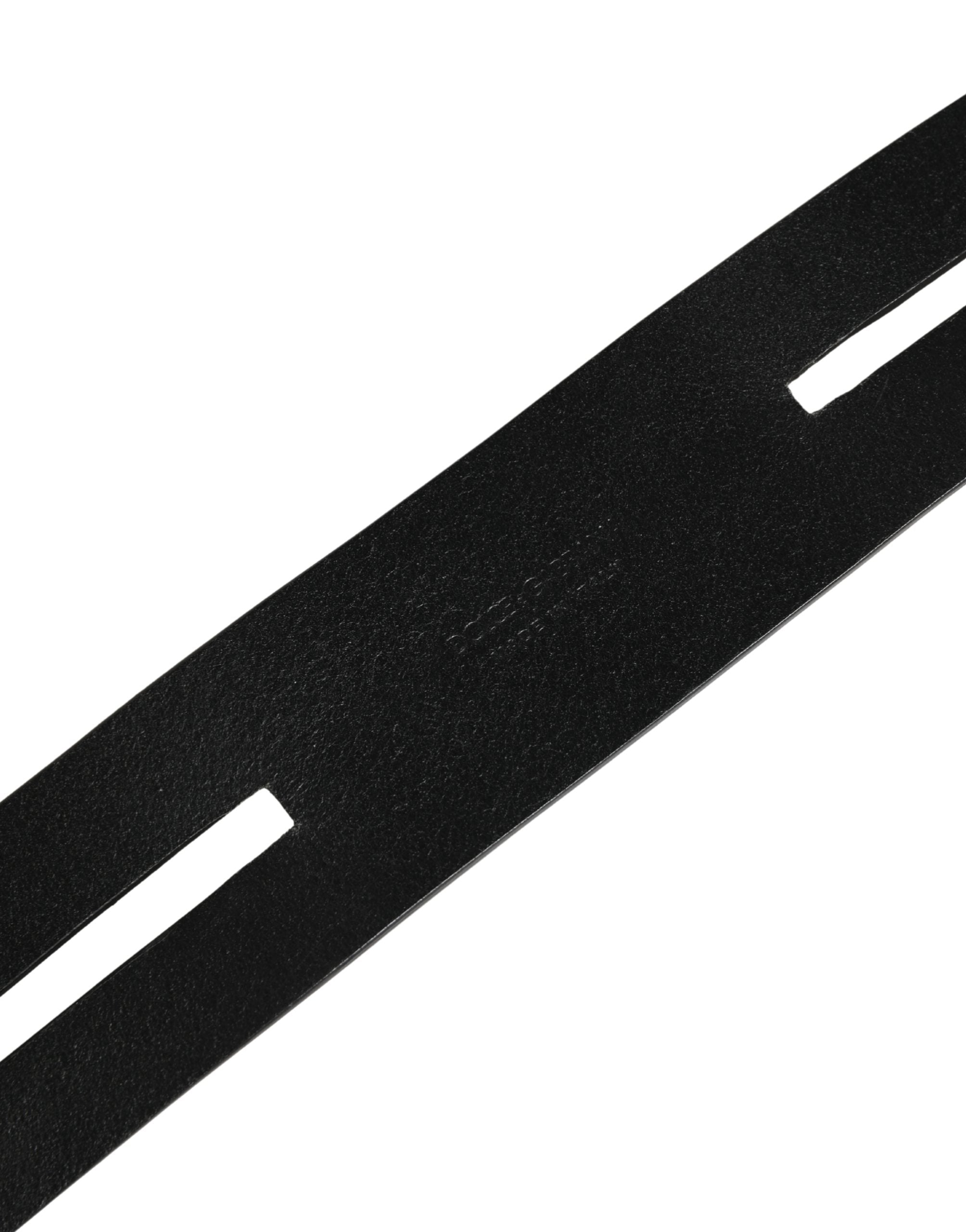 Dolce & Gabbana Black Double Strap Leather Silver Buckle Belt Dolce & Gabbana