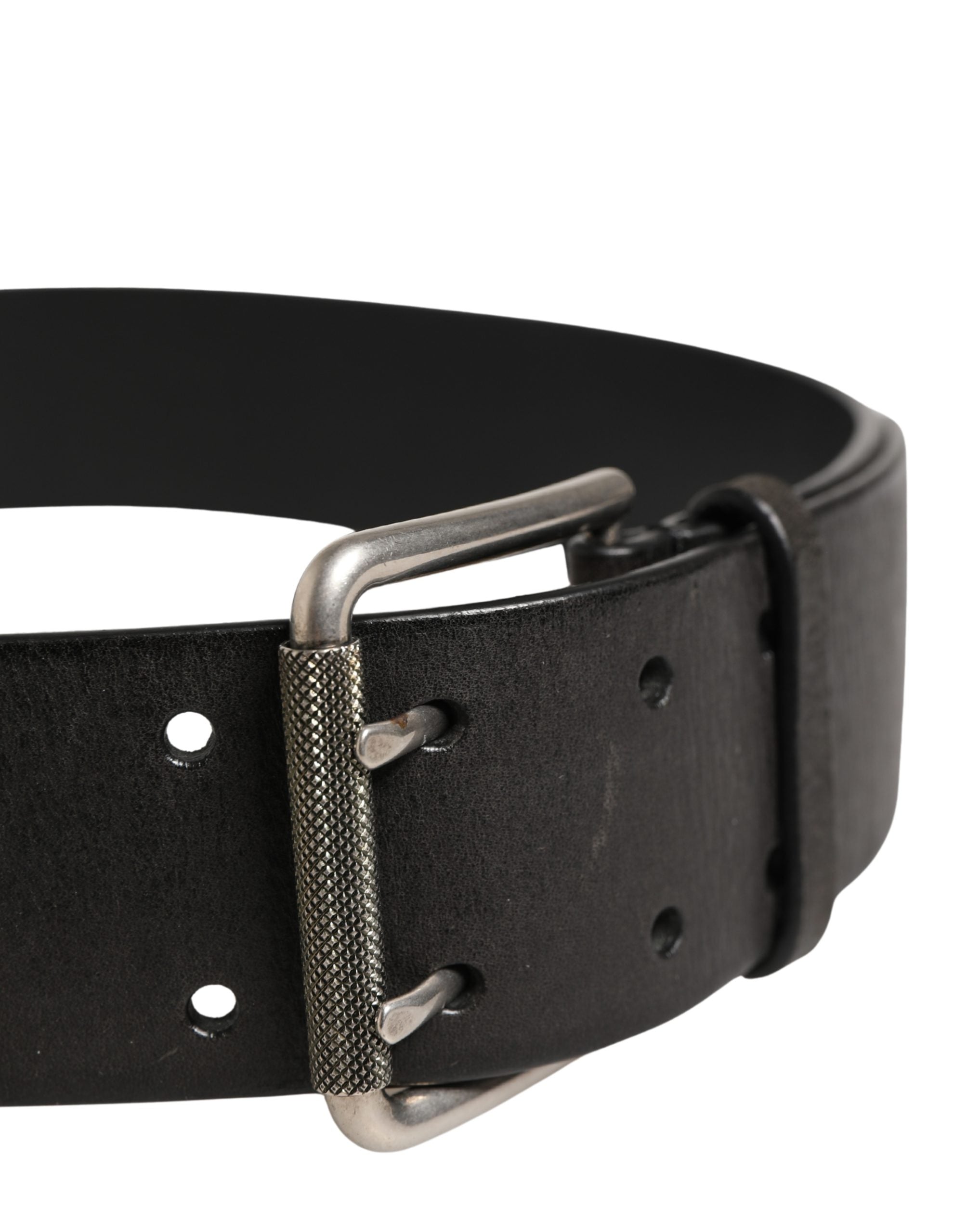 Dolce & Gabbana Men Black Classic Leather Metal Buckle Belt Dolce & Gabbana