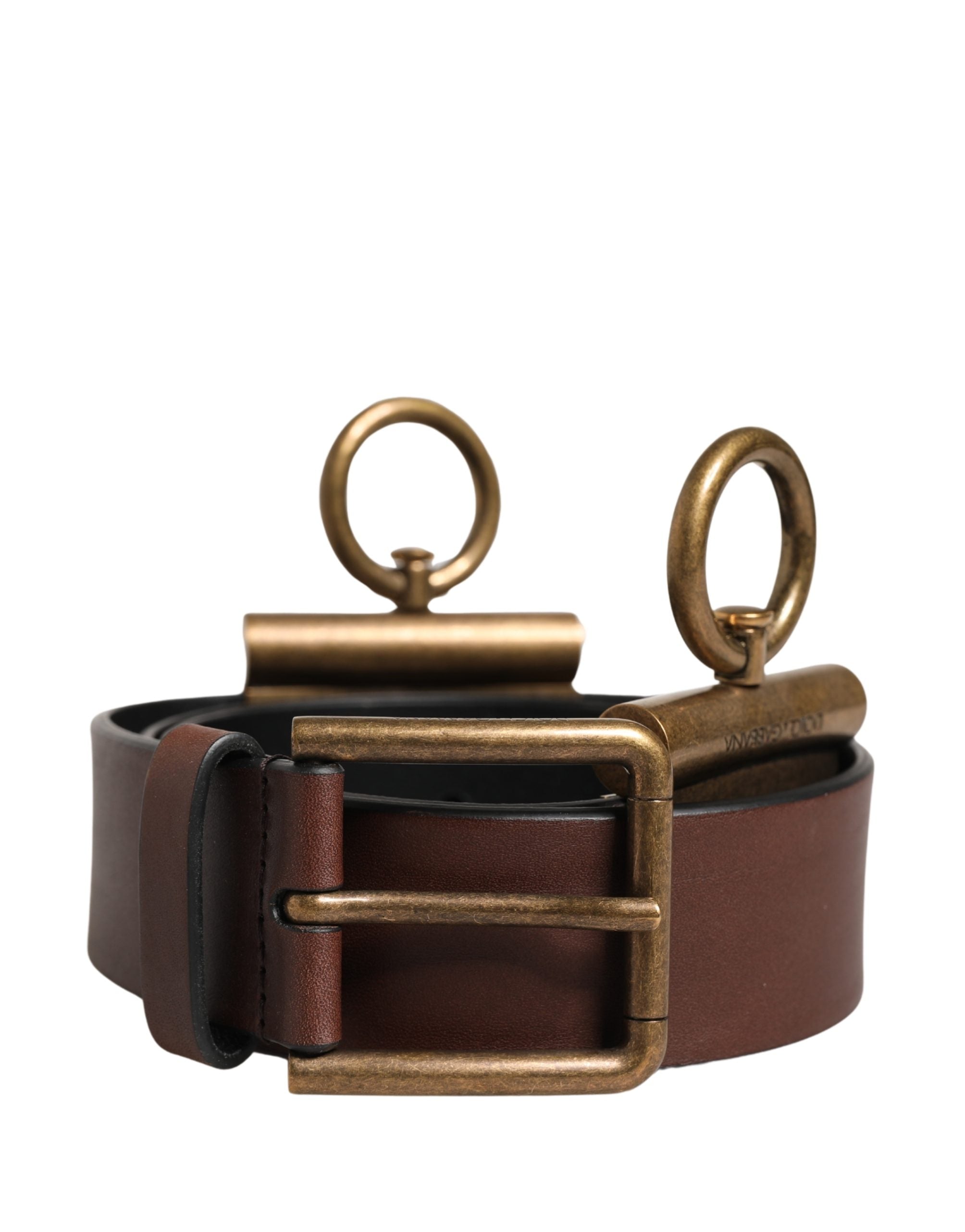 Dolce & Gabbana Men Brown Classic Leather Metal Buckle Belt Dolce & Gabbana
