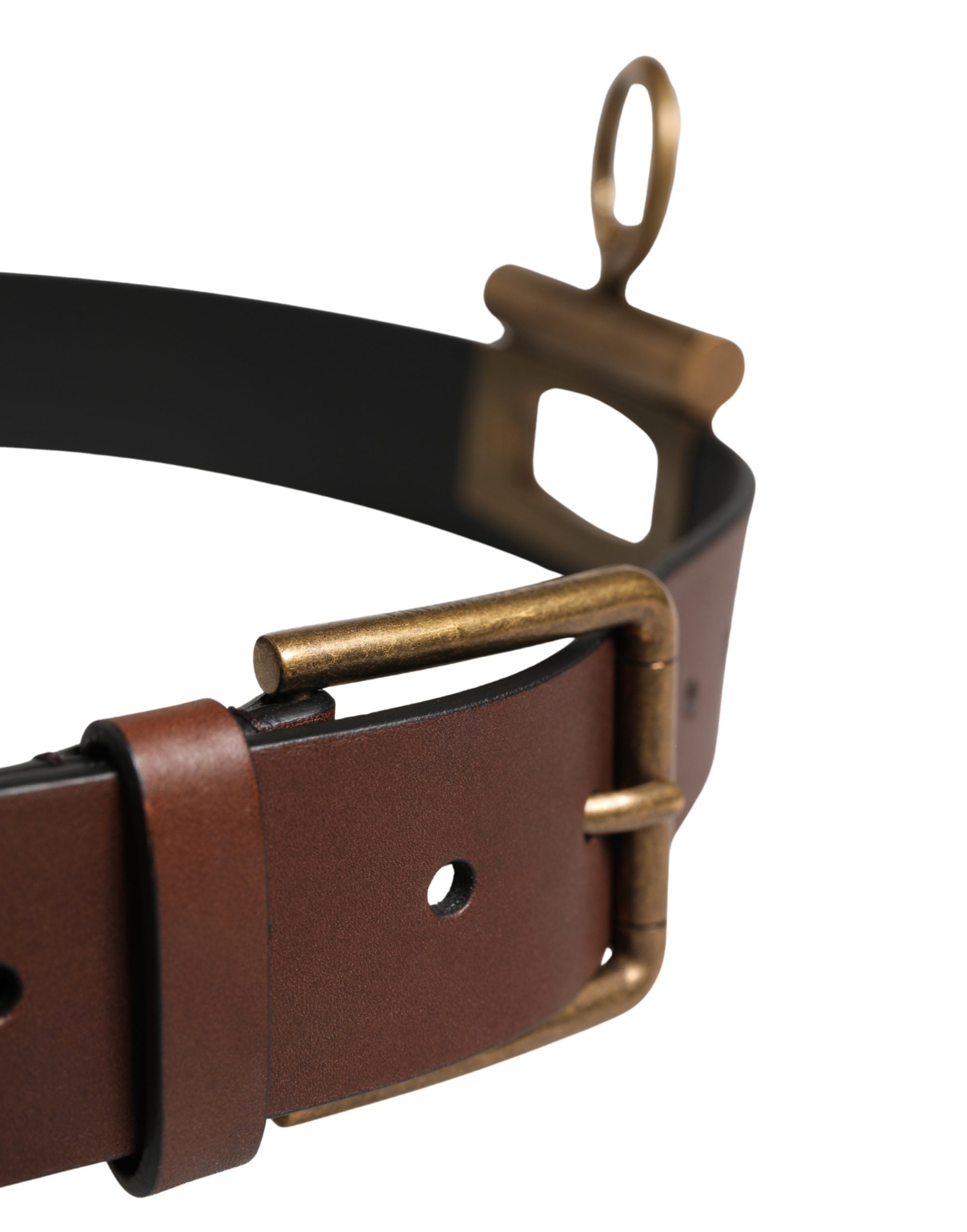 Dolce & Gabbana Men Brown Classic Leather Metal Buckle Belt Dolce & Gabbana
