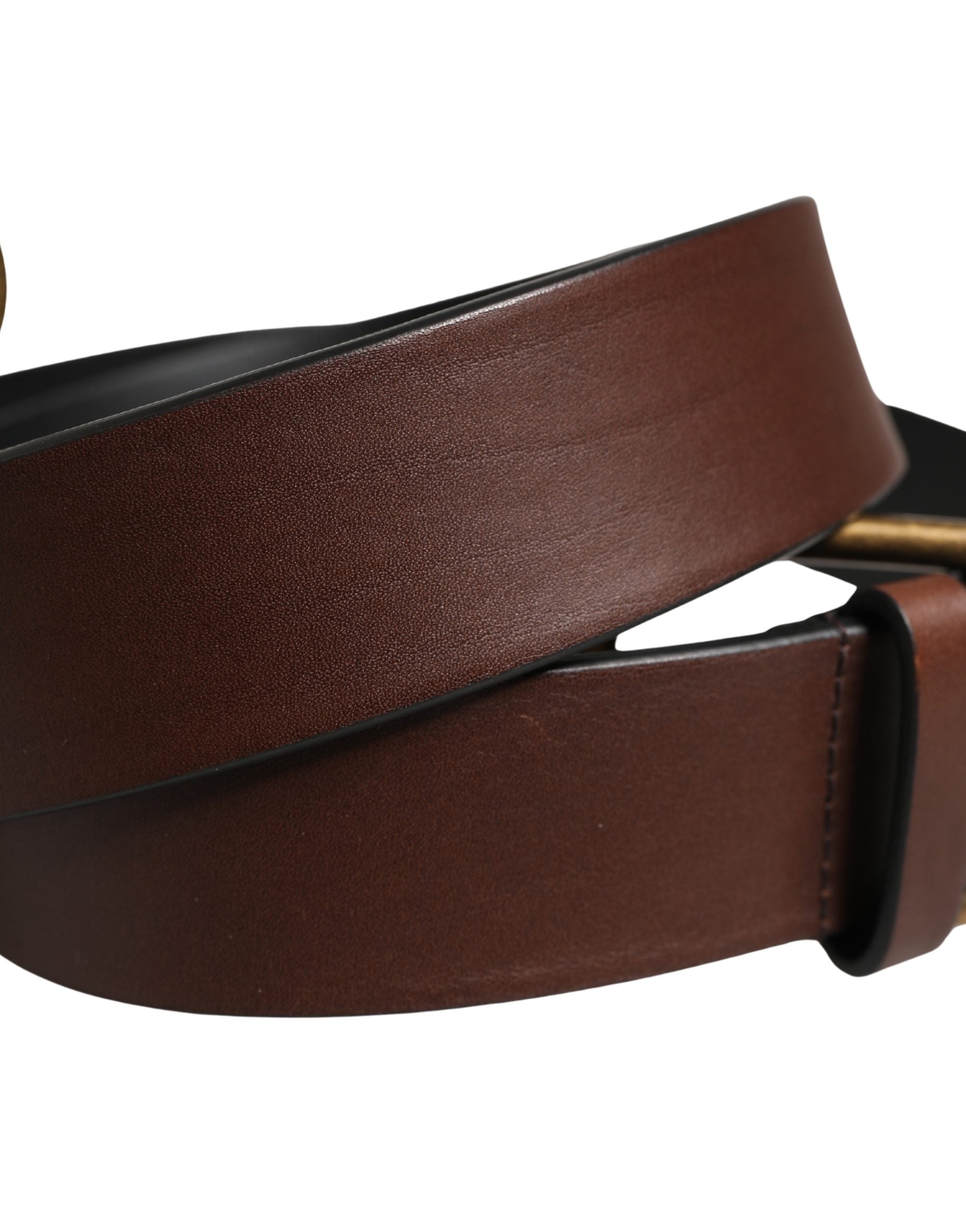 Dolce & Gabbana Men Brown Classic Leather Metal Buckle Belt Dolce & Gabbana