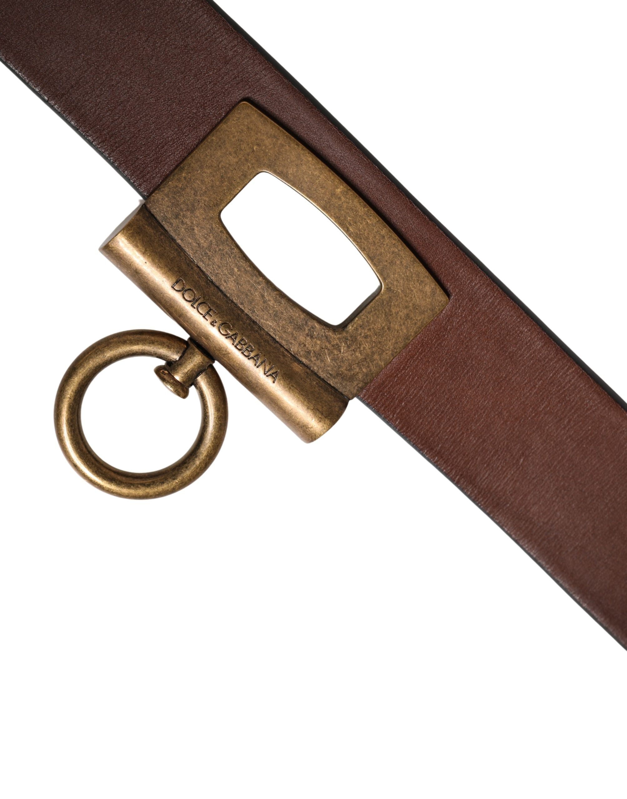 Dolce & Gabbana Men Brown Classic Leather Metal Buckle Belt Dolce & Gabbana