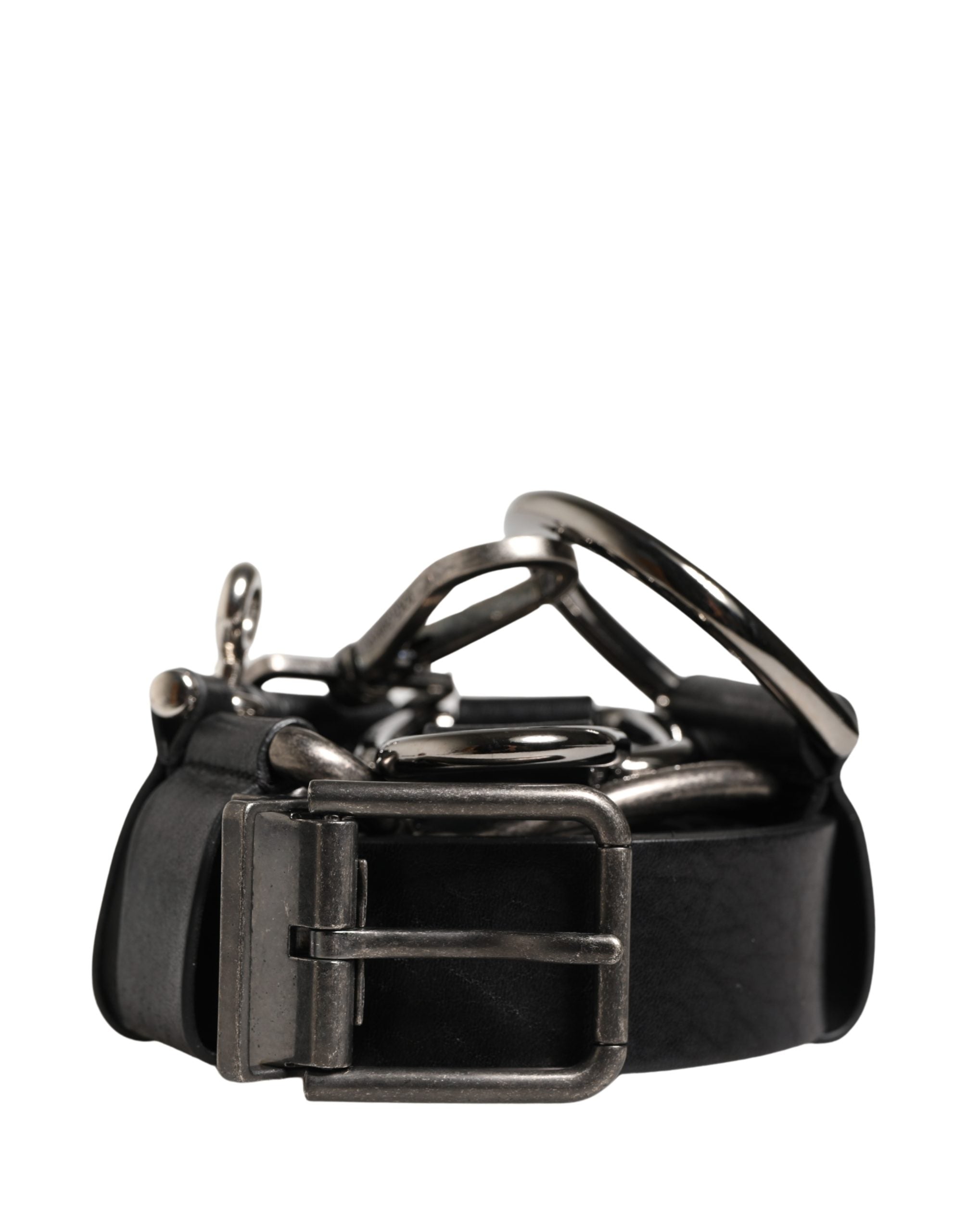 Dolce & Gabbana Black Calf Leather Silver Metal Buckle Belt Dolce & Gabbana