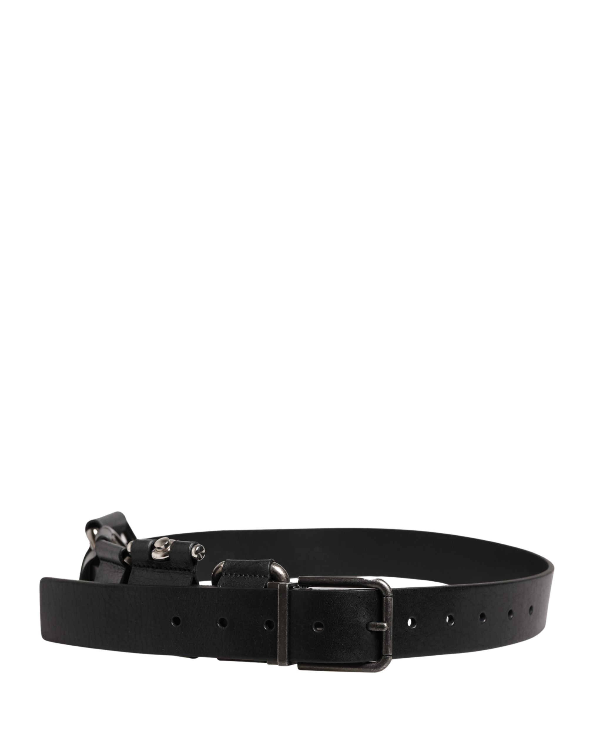 Dolce & Gabbana Black Calf Leather Silver Metal Buckle Belt Dolce & Gabbana