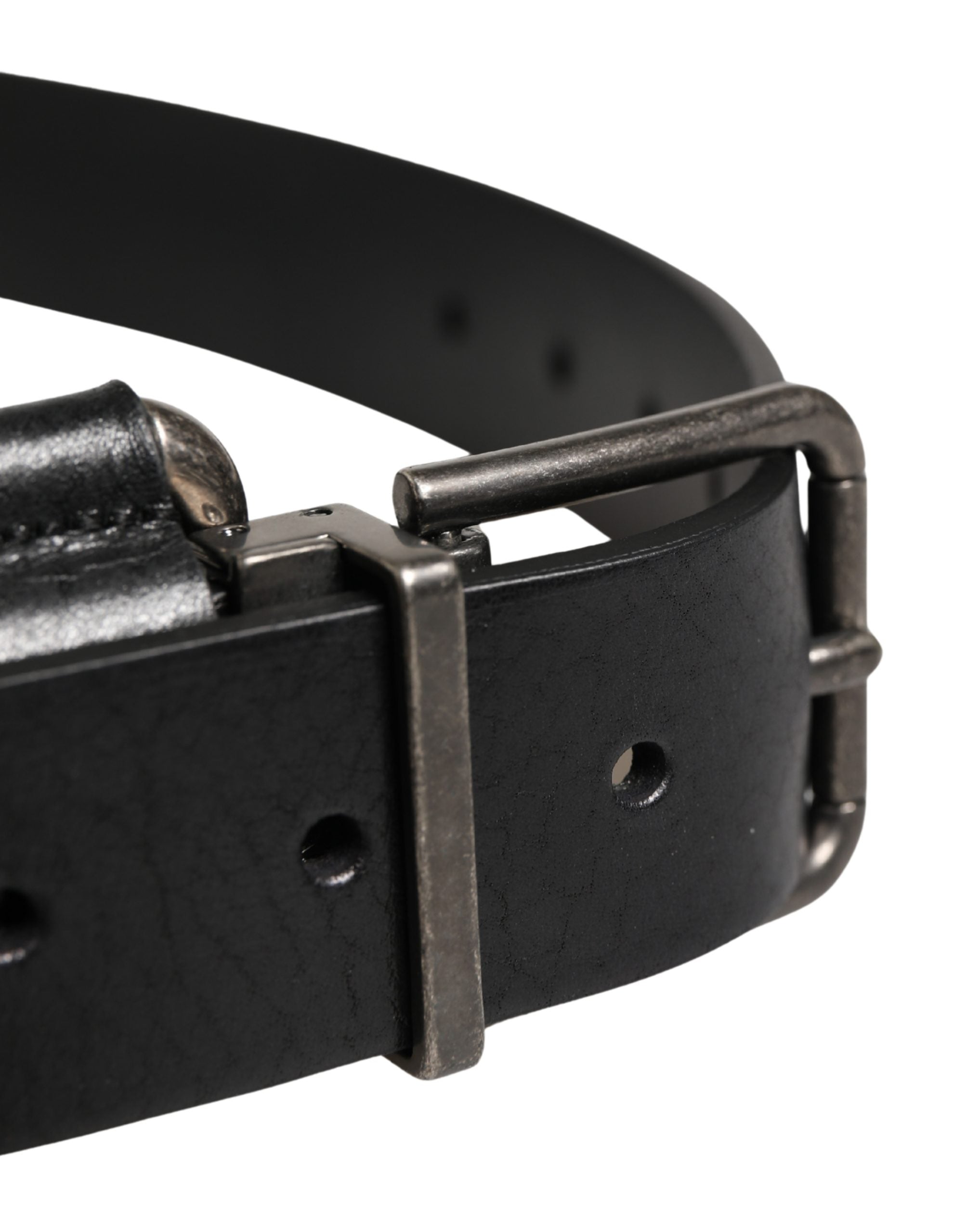 Dolce & Gabbana Black Calf Leather Silver Metal Buckle Belt Dolce & Gabbana